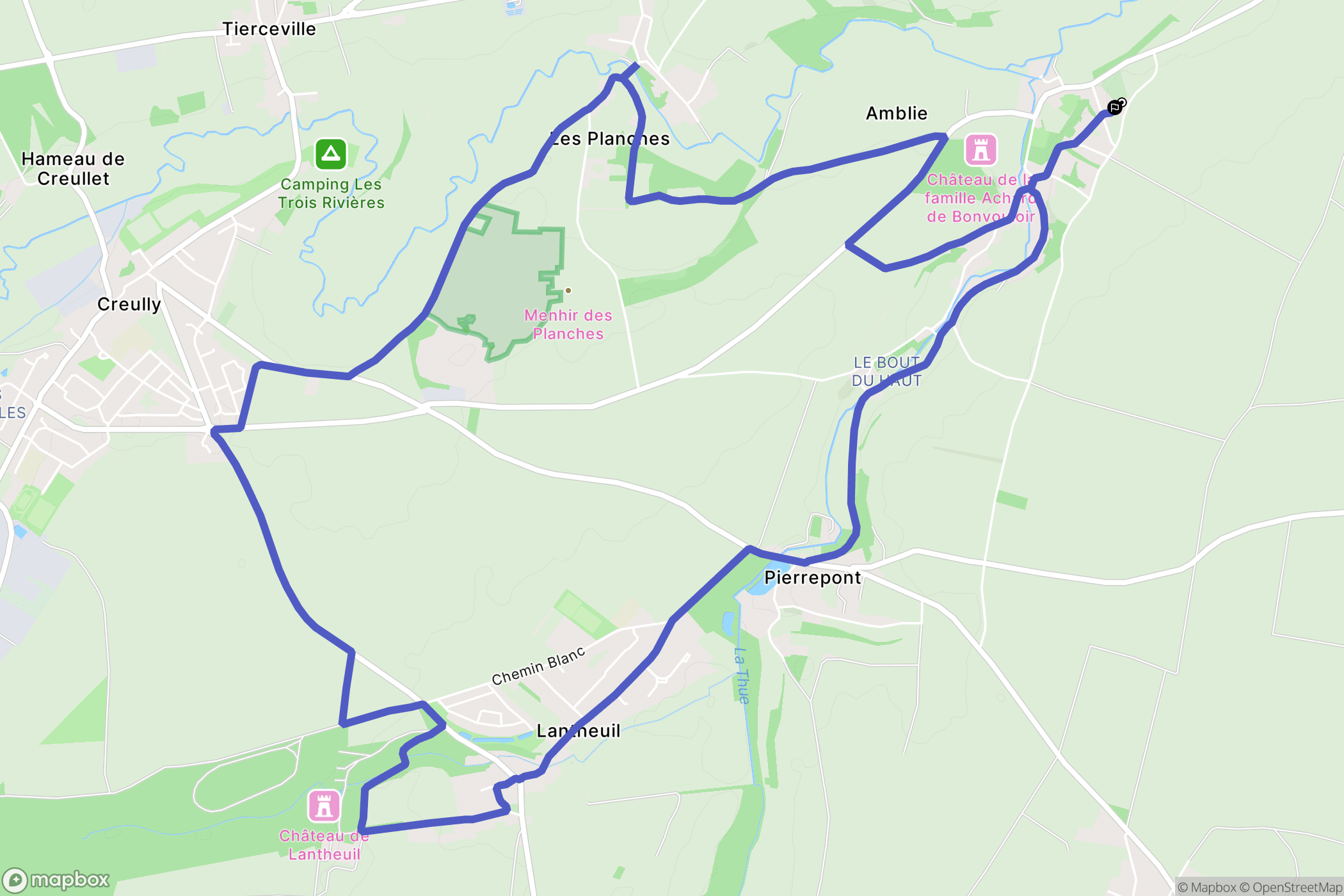 Ponts sur Seulles : carte du parcours de randonnée - France