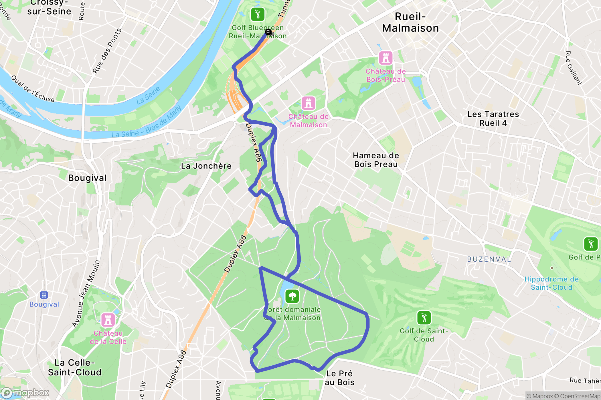 Rueil-Malmaison : carte du parcours de randonnée - France