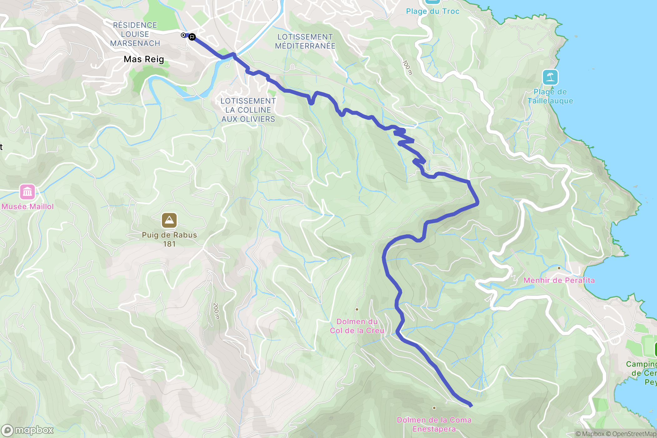 Banyuls-sur-Mer : carte du parcours de randonnée - France