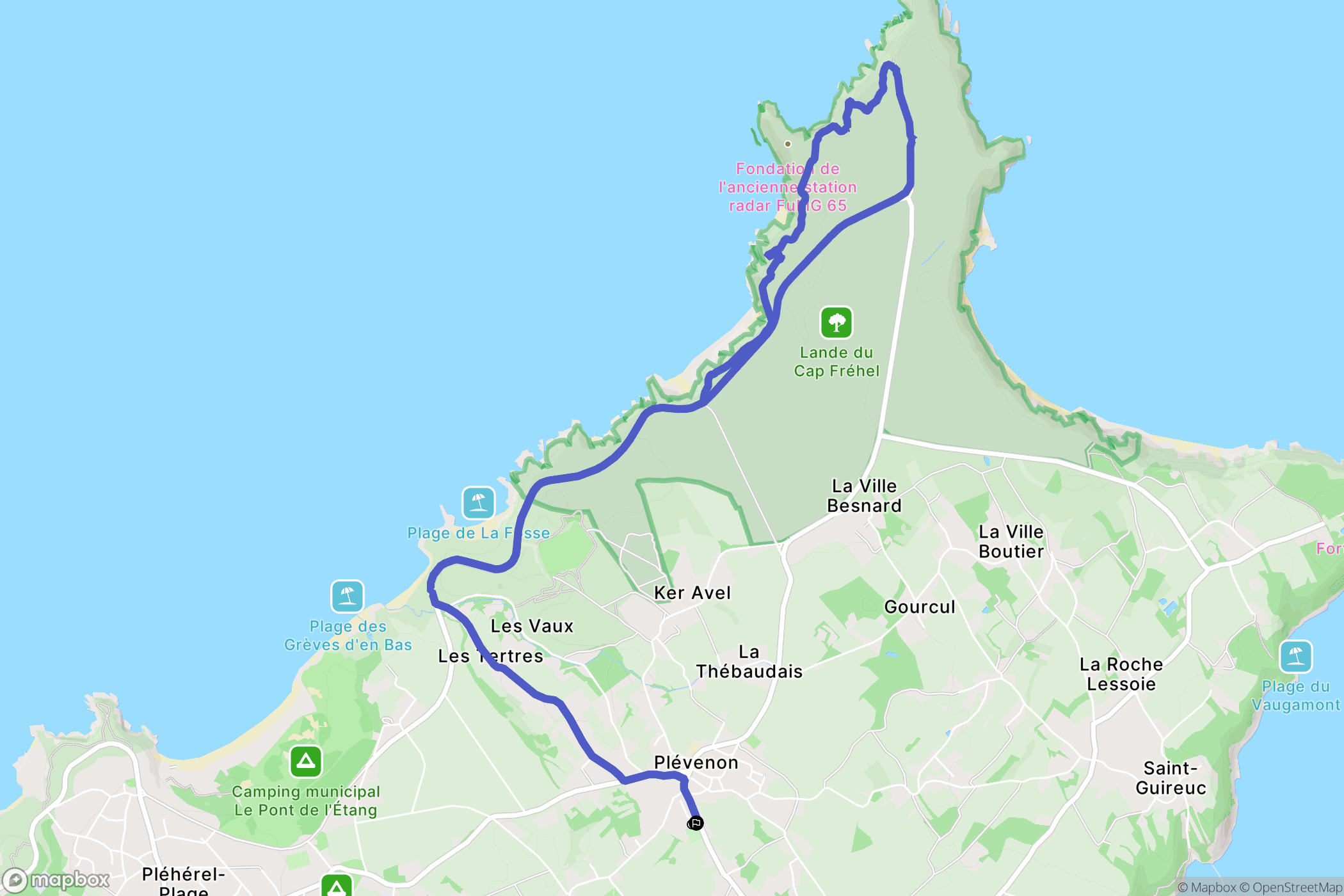 Plévenon : carte du parcours de randonnée - France