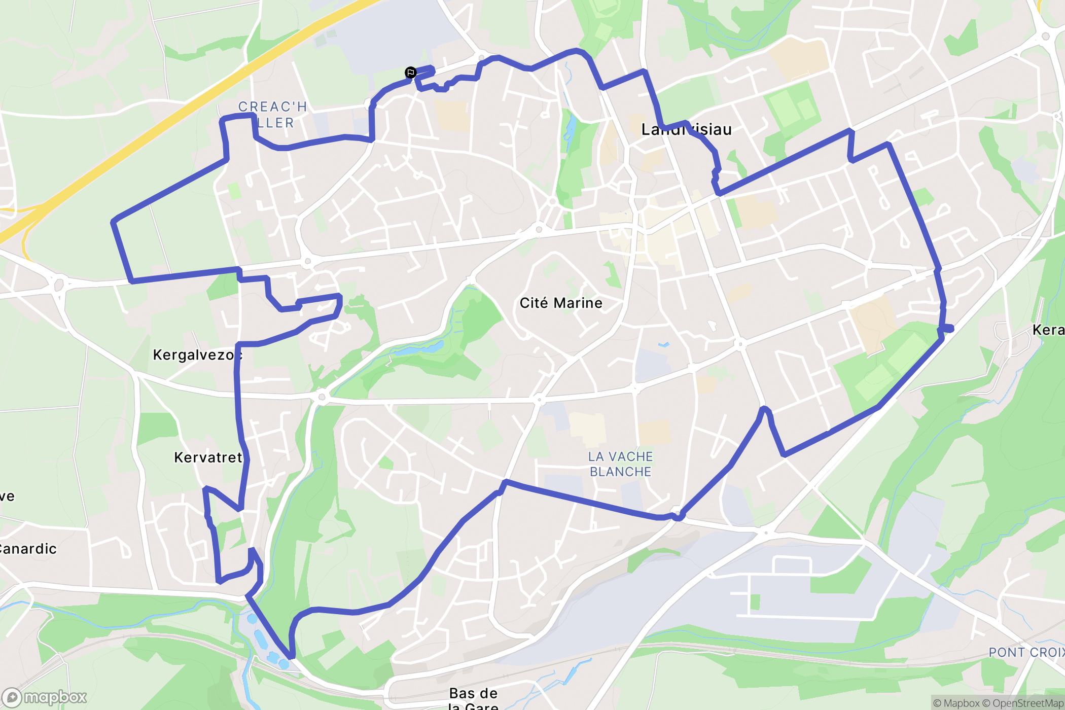 Landivisiau : carte du parcours de randonnée - France