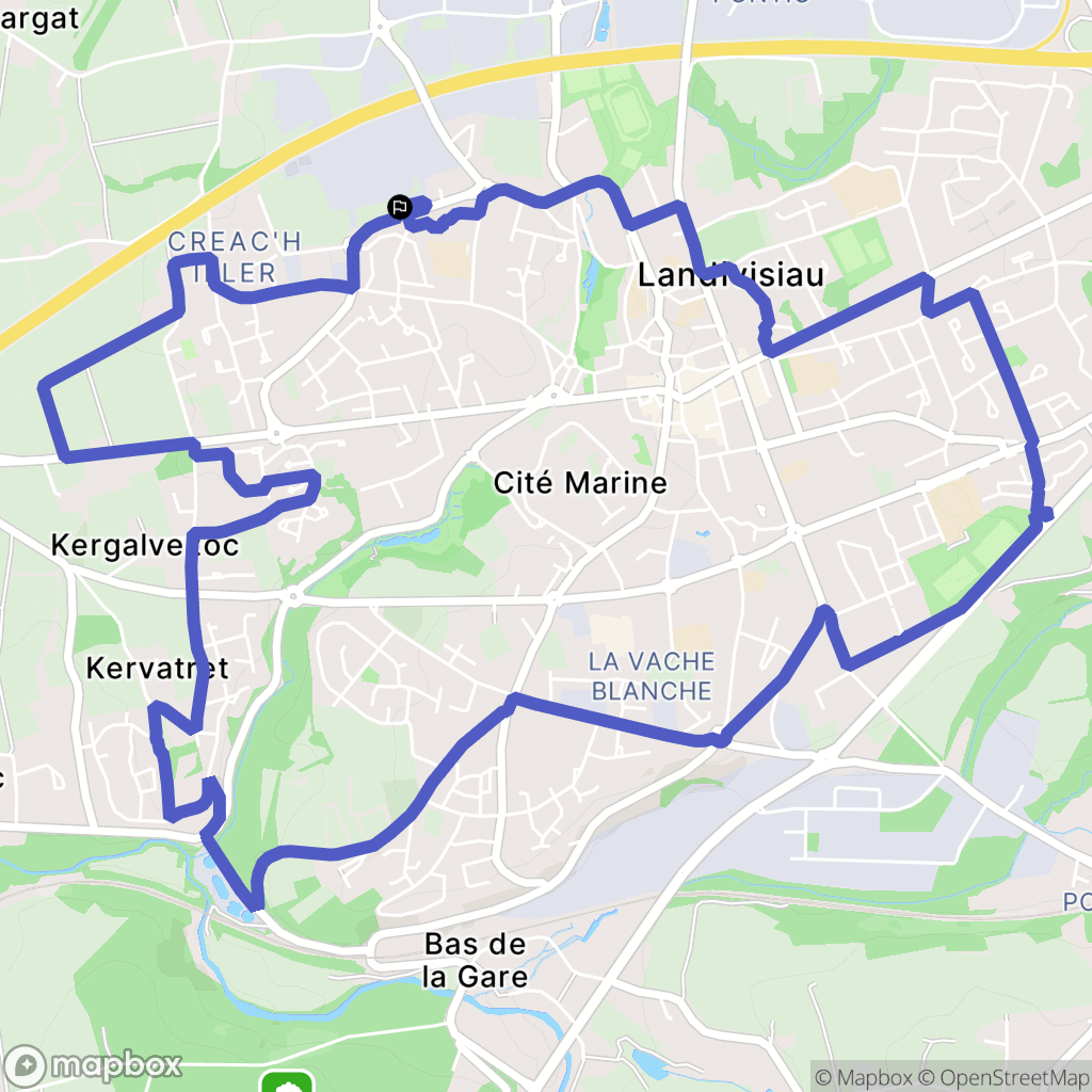 Landivisiau : carte du parcours de randonnée - France