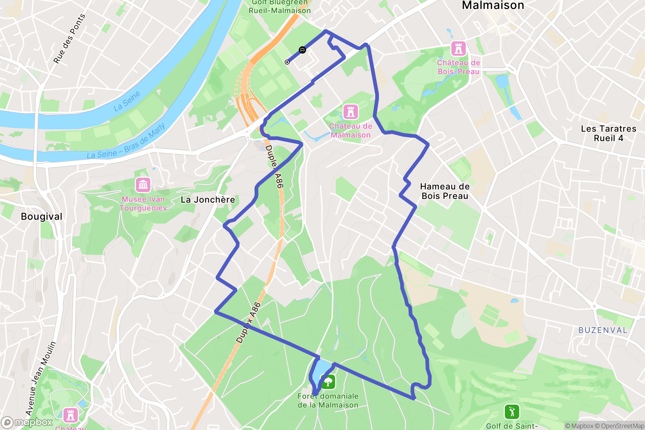 Rueil-Malmaison : carte du parcours de randonnée - France