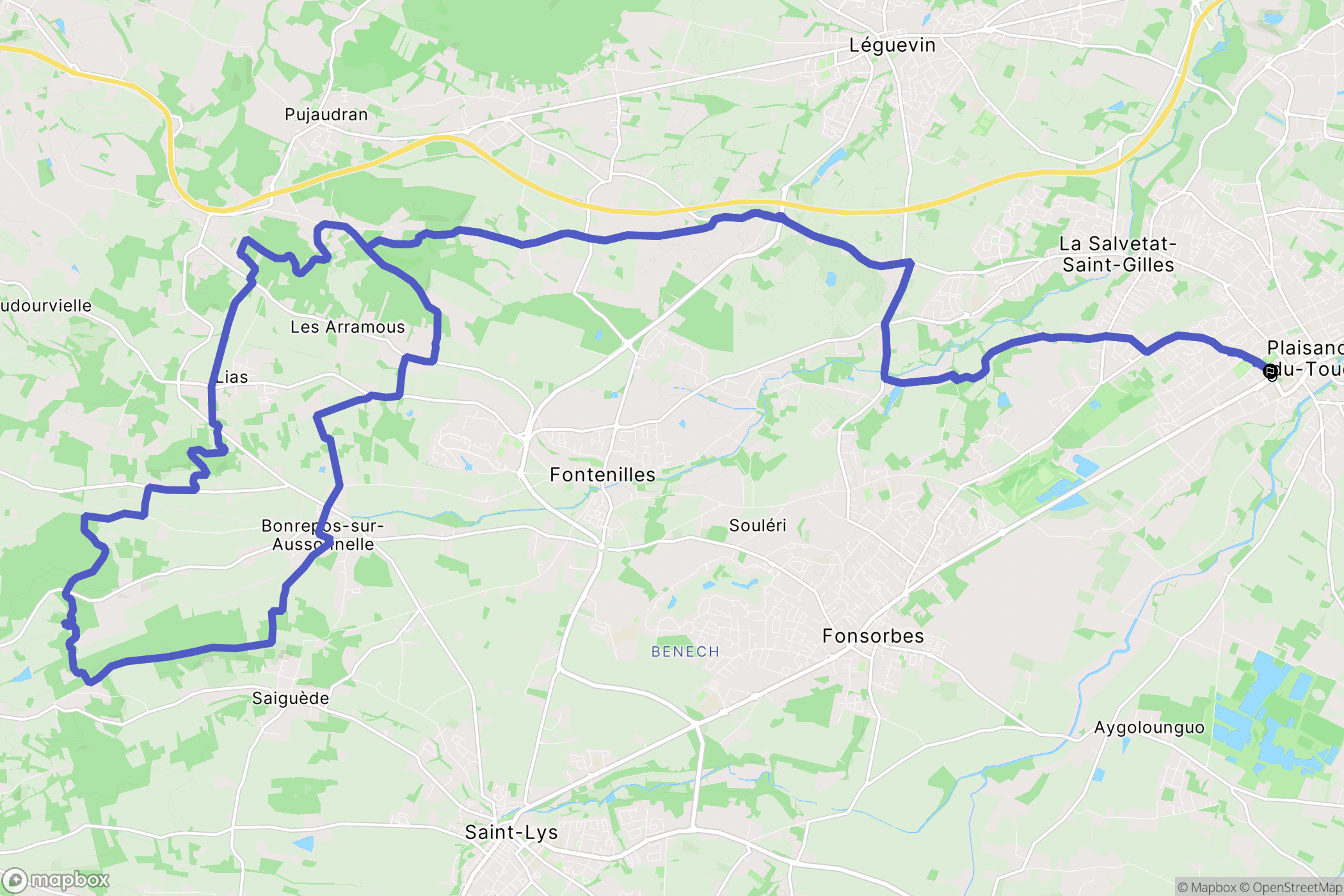Plaisance-du-Touch : carte du parcours de randonnée - France