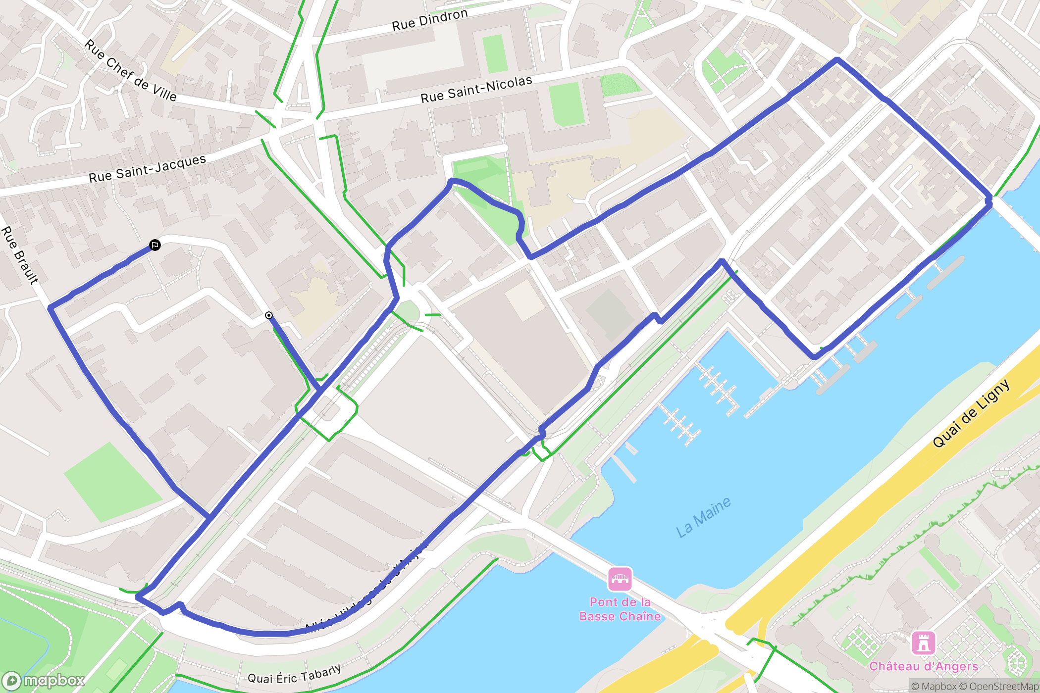 Angers : carte du parcours de randonnée - France