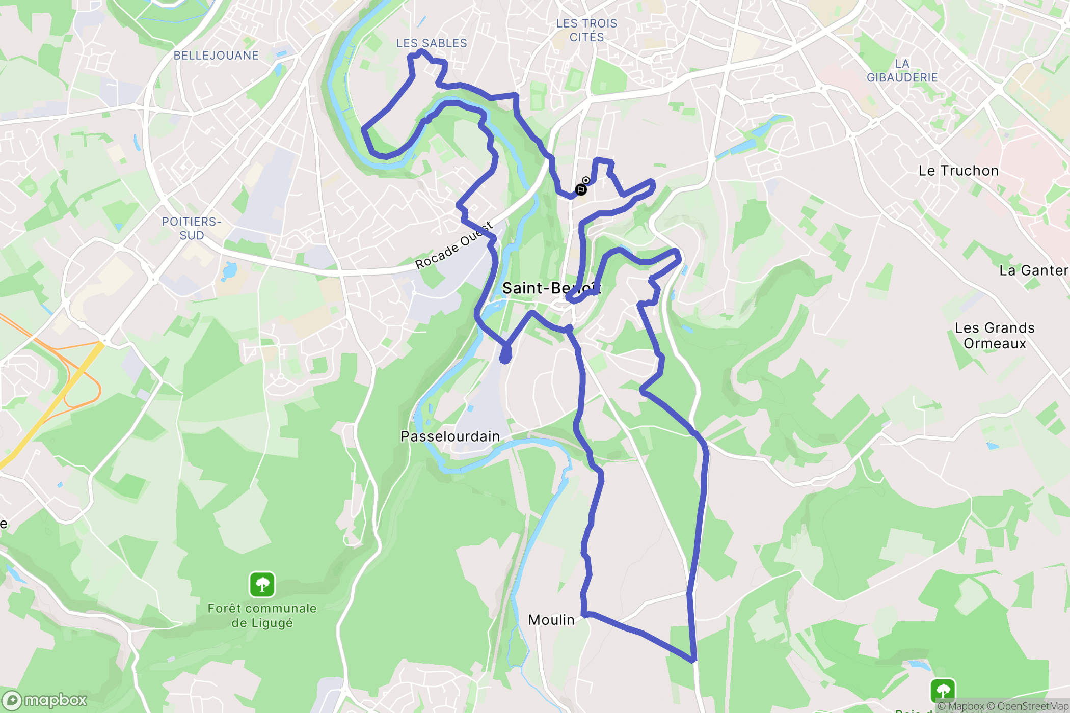Saint-Benoît : carte du parcours de randonnée - France