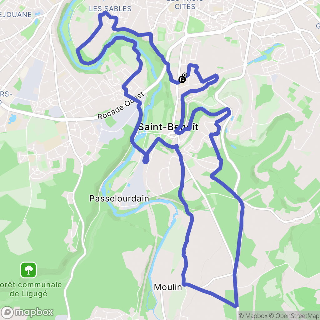 Saint-Benoît : carte du parcours de randonnée - France