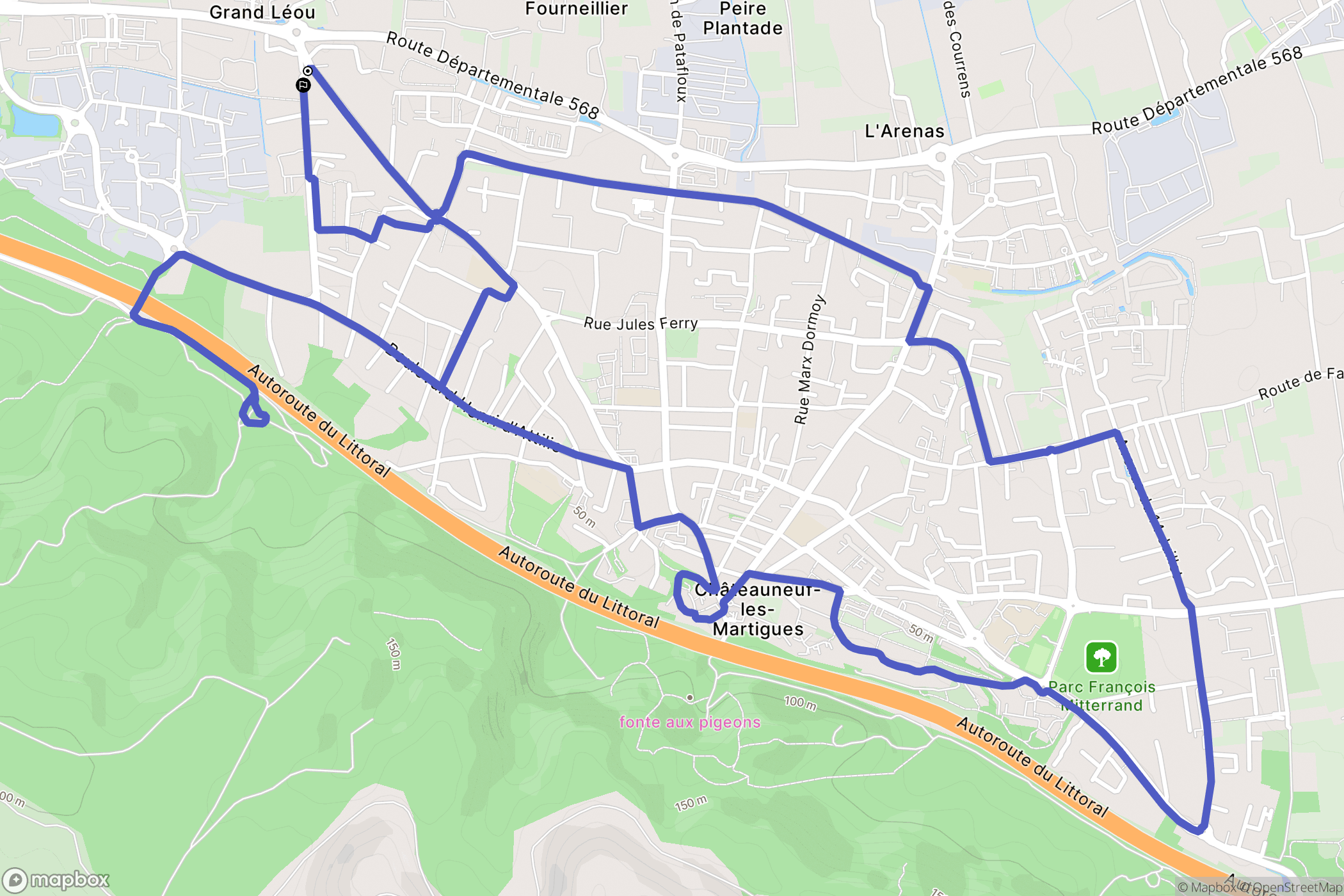 Châteauneuf-les-Martigues : carte du parcours de randonnée - France