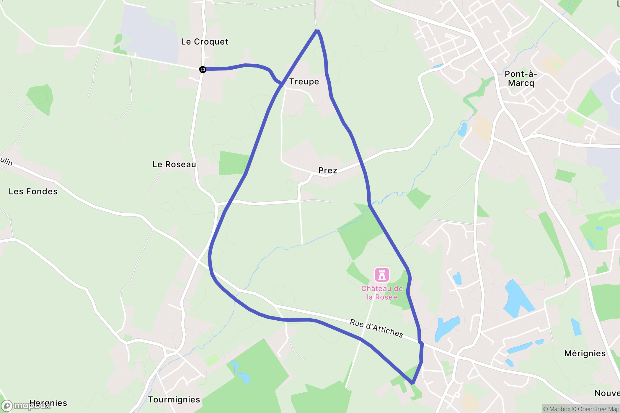 Avelin : carte du parcours de randonnée - France