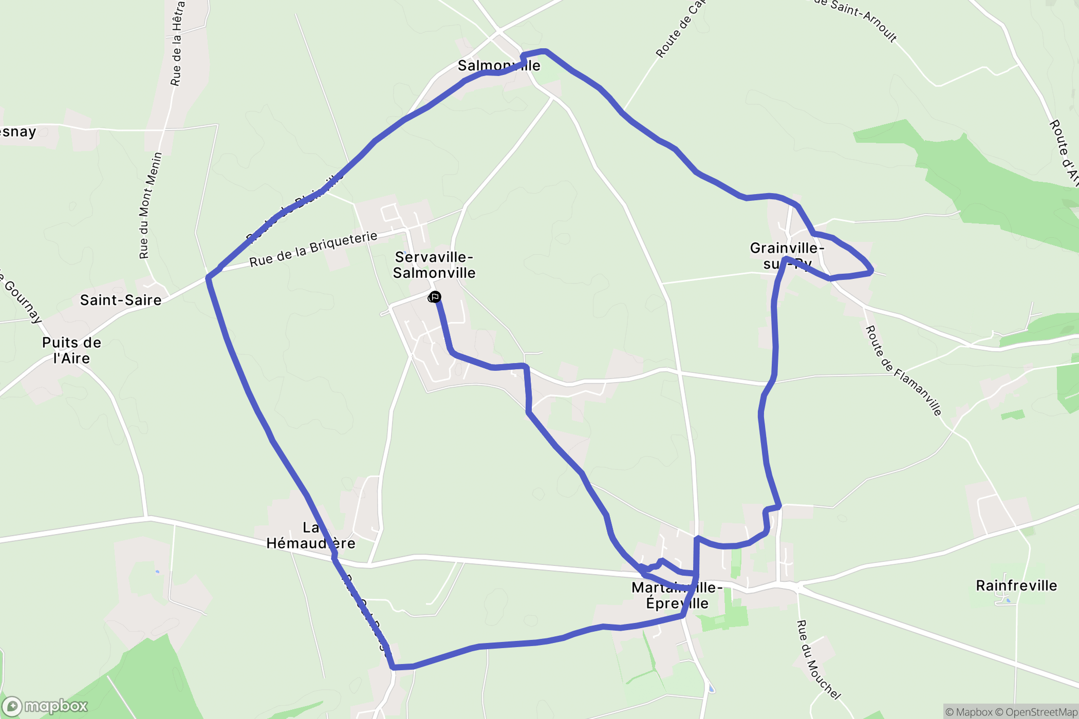 Servaville-Salmonville : carte du parcours de randonnée - France