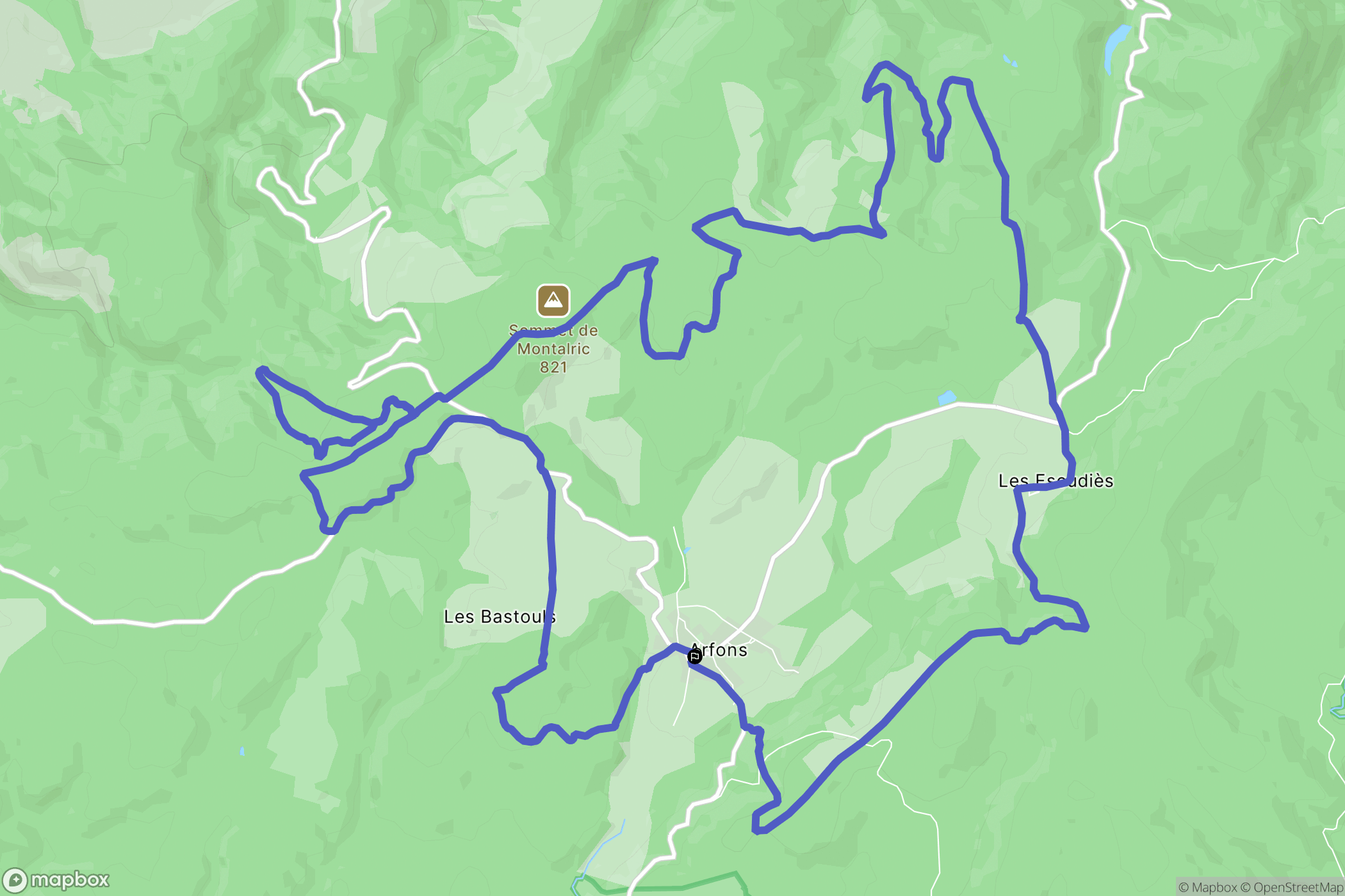 Arfons : carte du parcours de randonnée - France