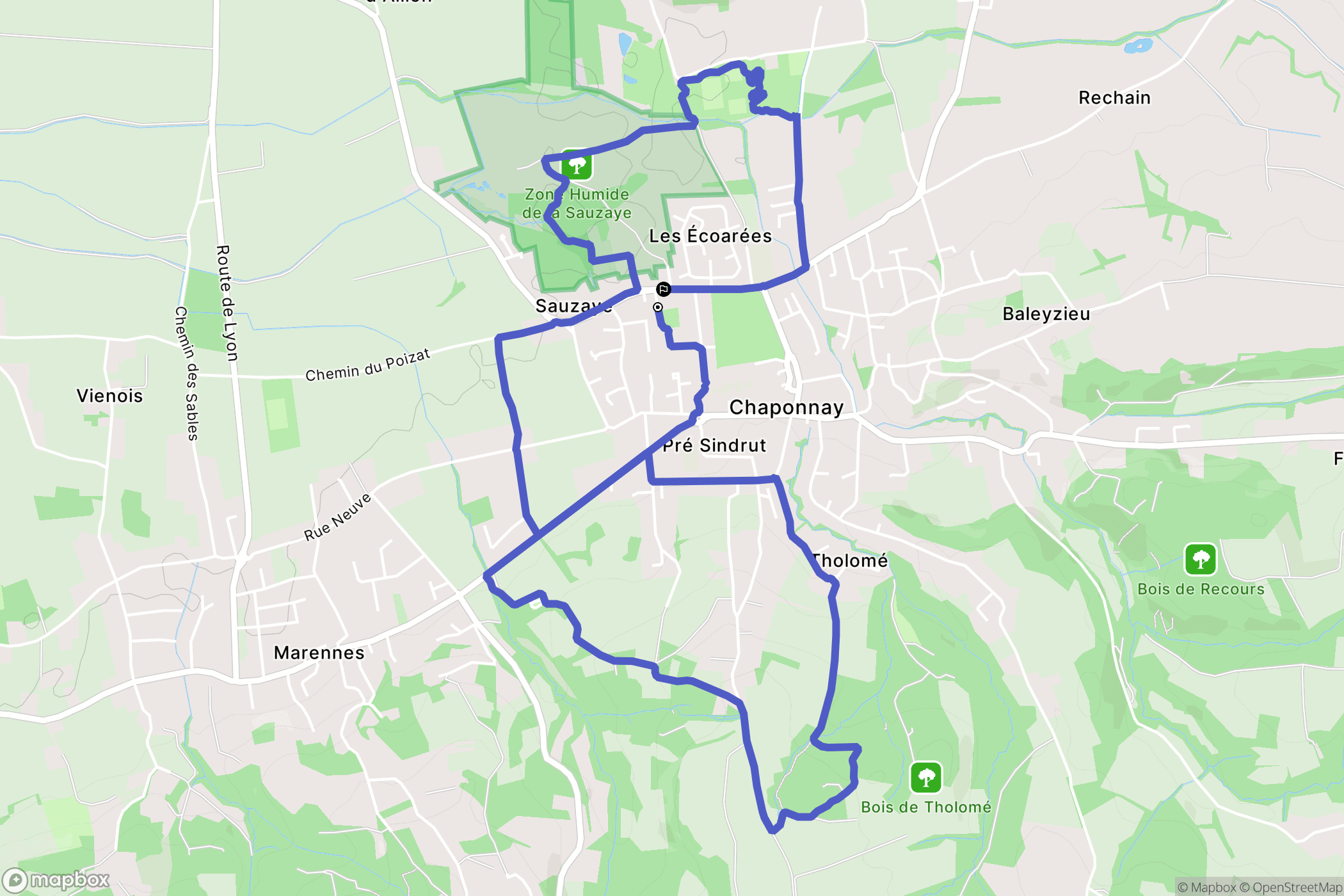 Chaponnay : carte du parcours de randonnée - France