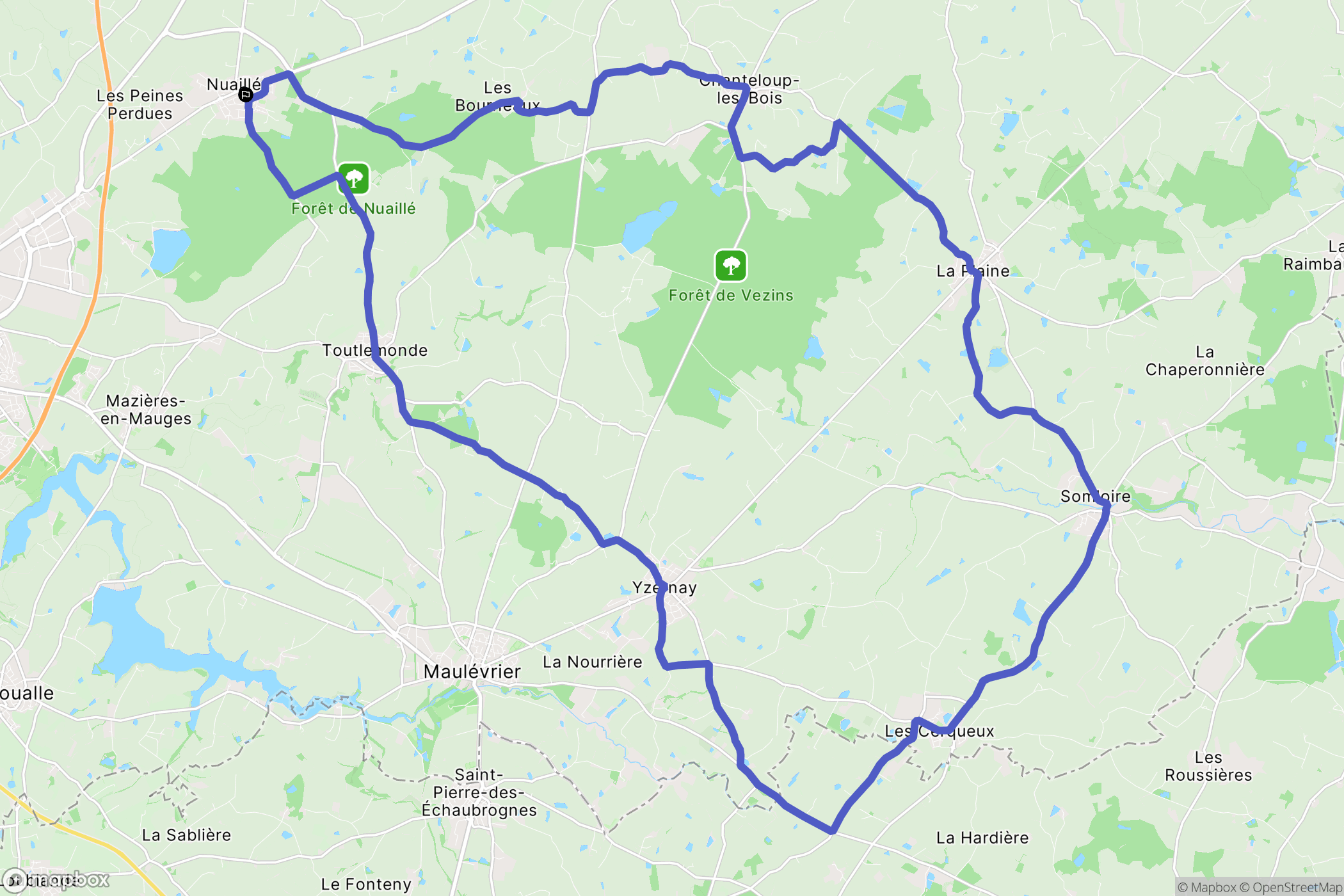 Nuaillé : carte du parcours de randonnée - France