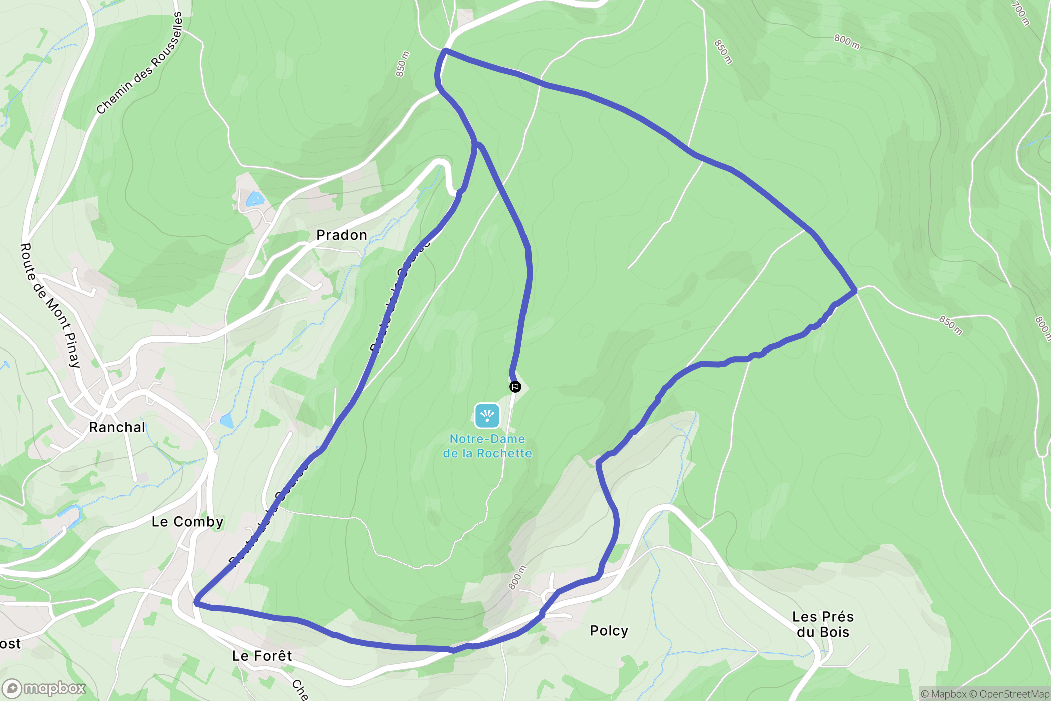 Ranchal : carte du parcours de randonnée - France