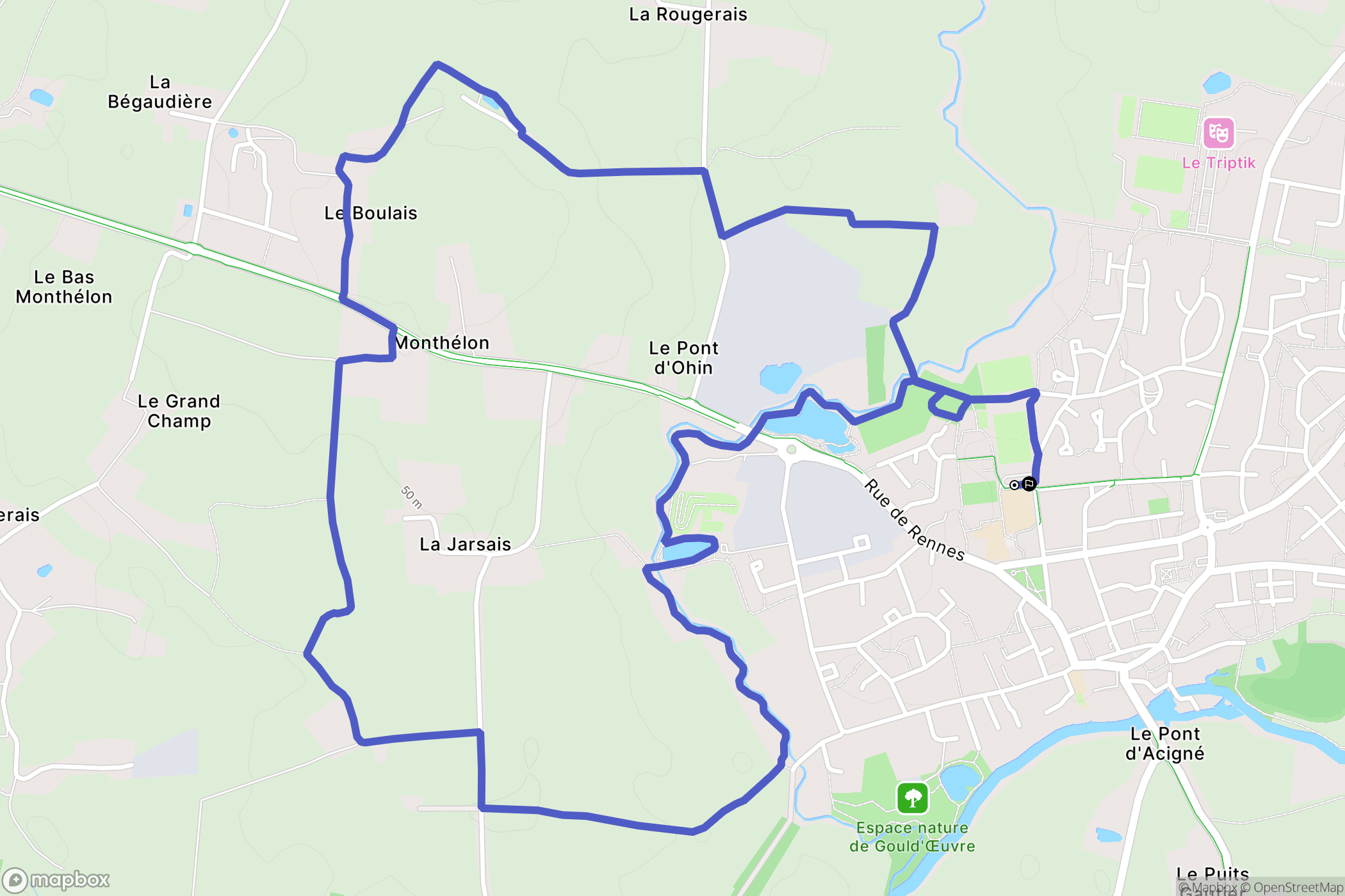 Acigné : carte du parcours de randonnée - France