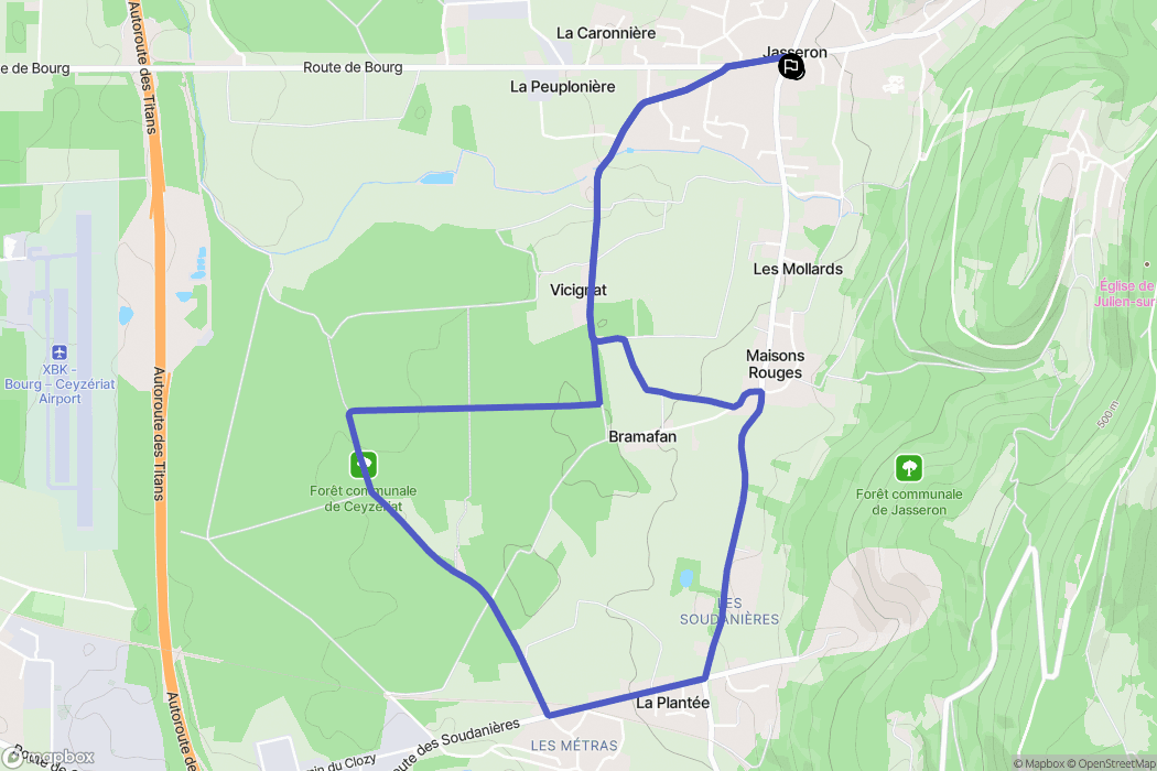 Jasseron : carte du parcours de randonnée - France