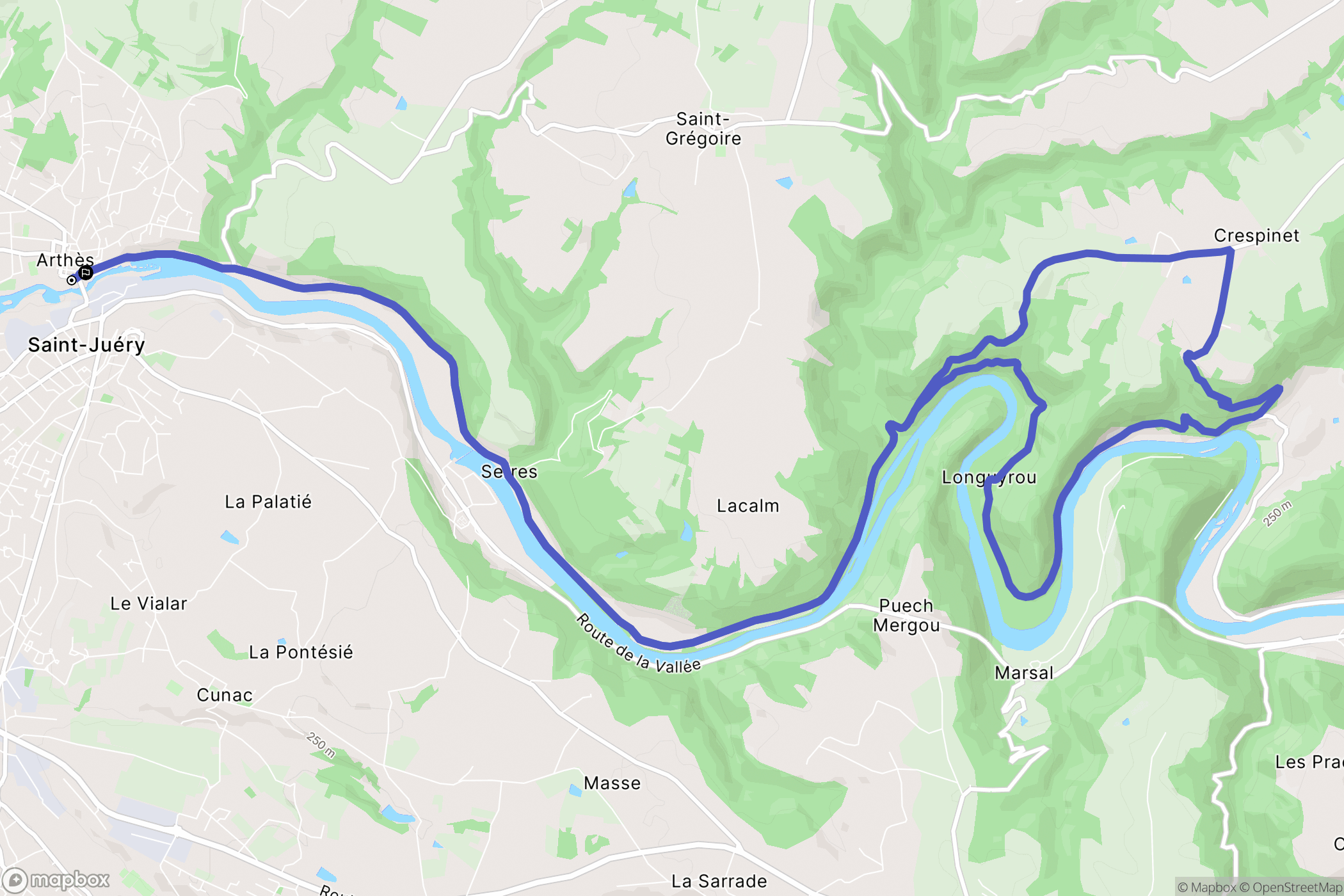 Arthès : carte du parcours de randonnée - France