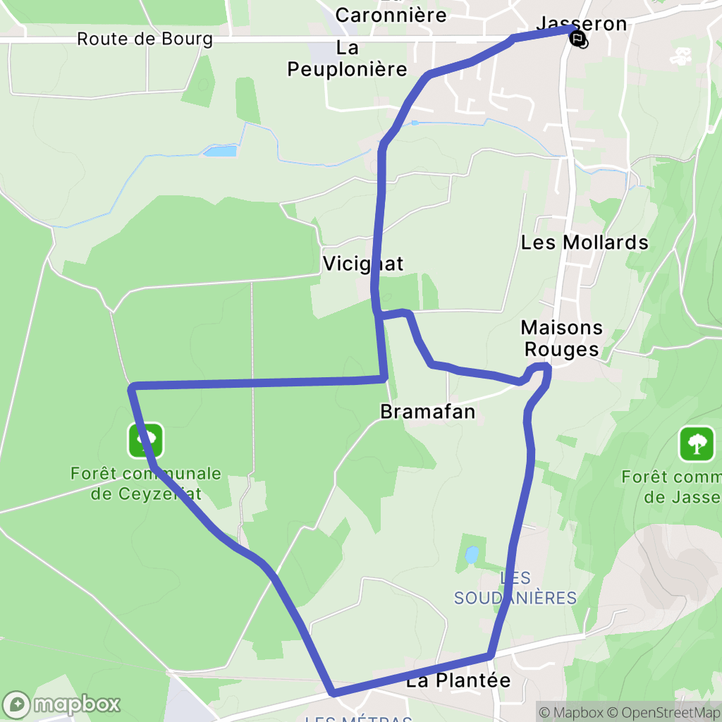 Jasseron : carte du parcours de randonnée - France