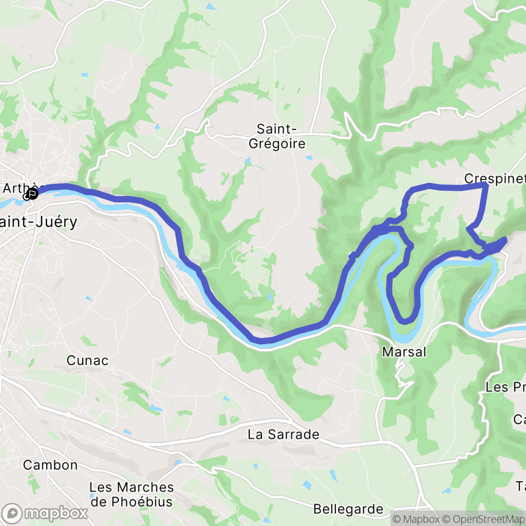 Arthès : carte du parcours de randonnée - France