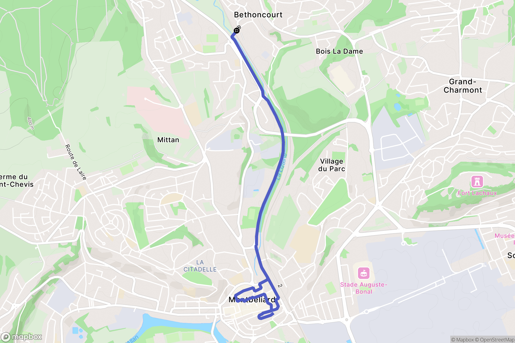 Bethoncourt : carte du parcours de randonnée - France