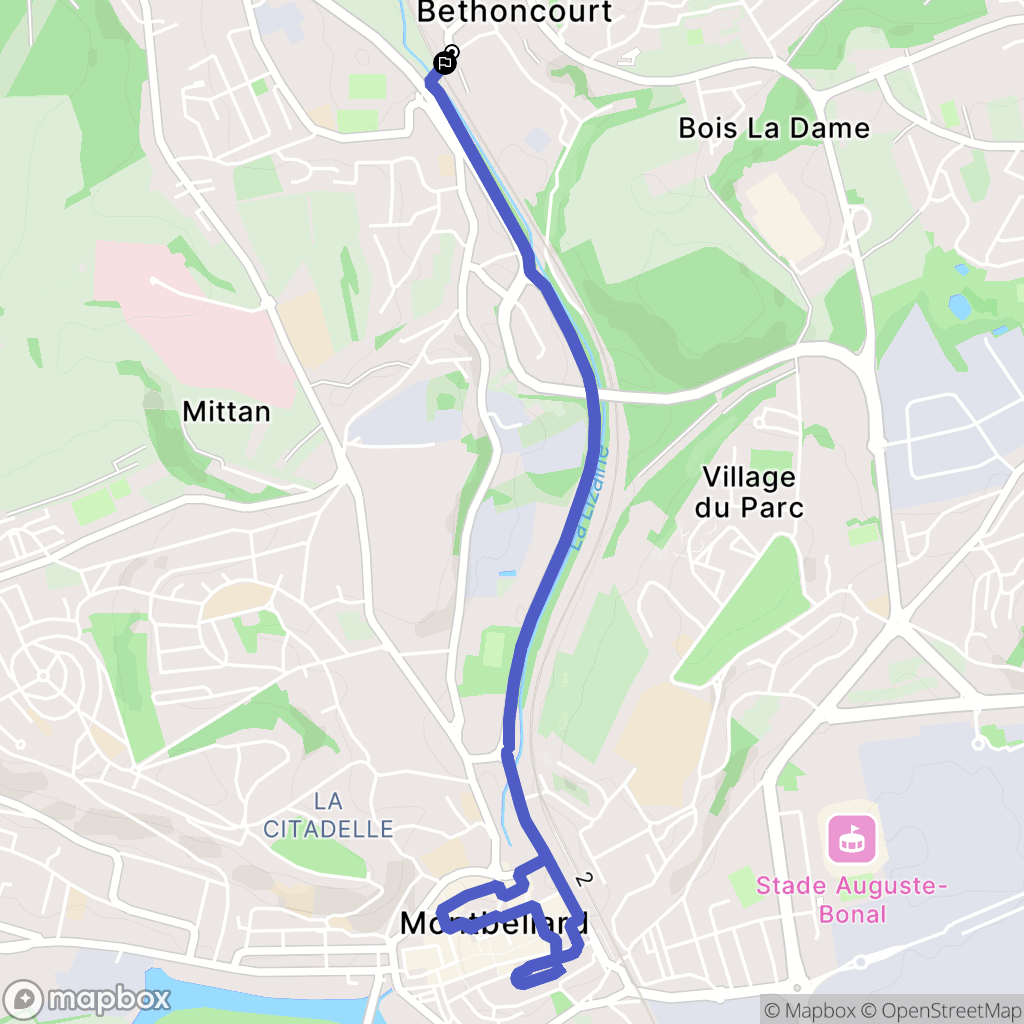 Bethoncourt : carte du parcours de randonnée - France