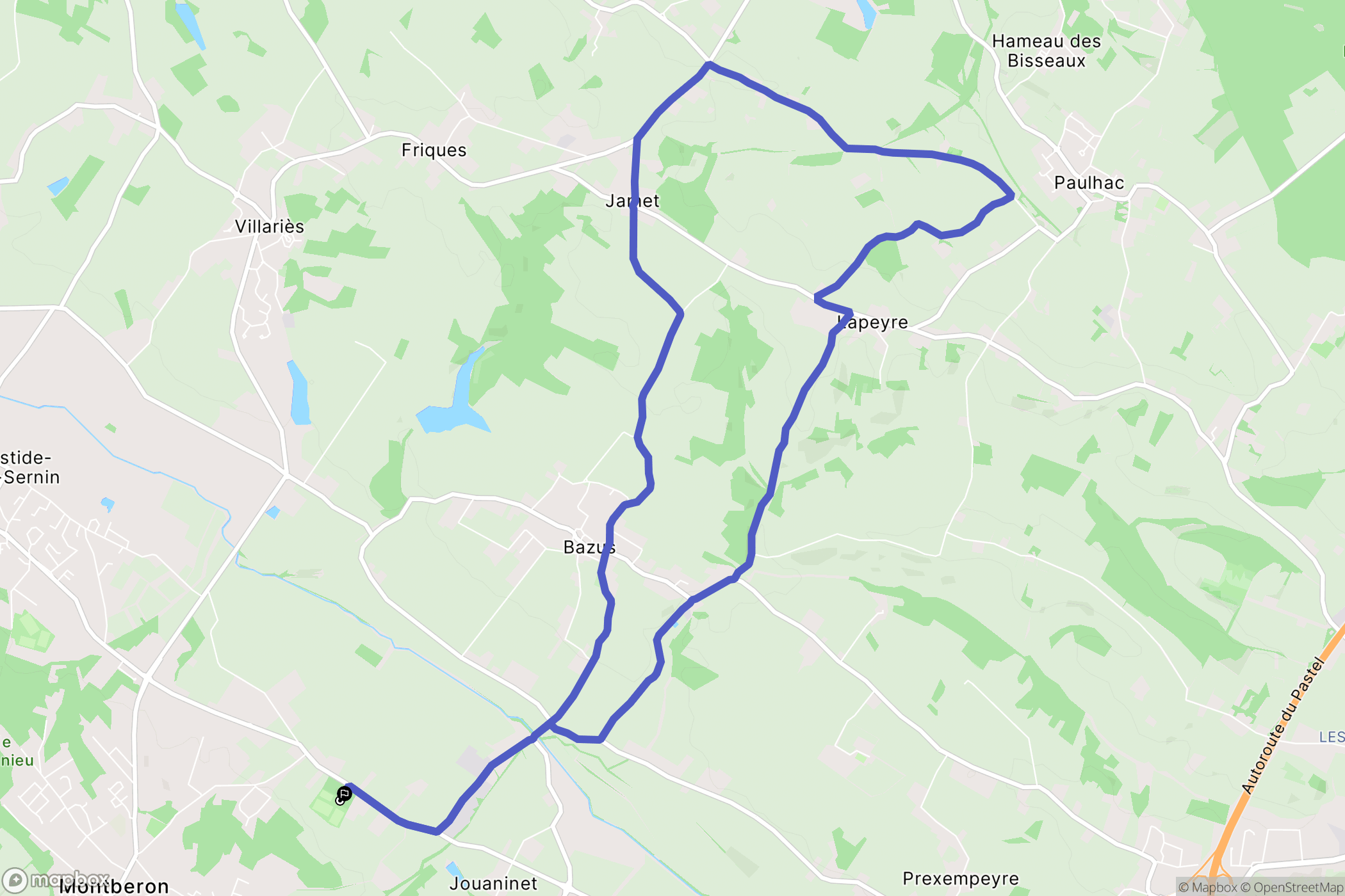 Montberon : carte du parcours de randonnée - France