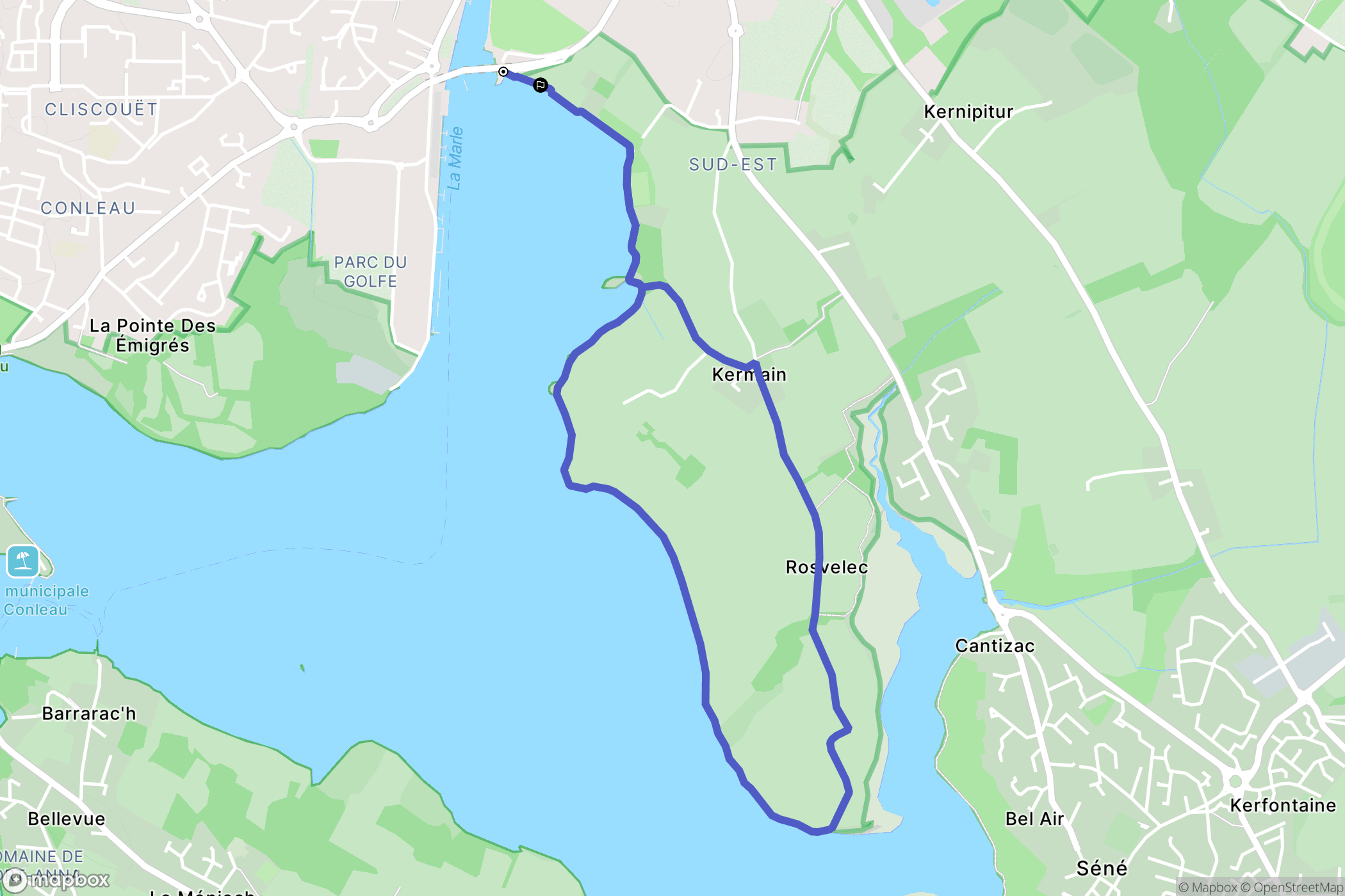 Vannes : carte du parcours de randonnée - France