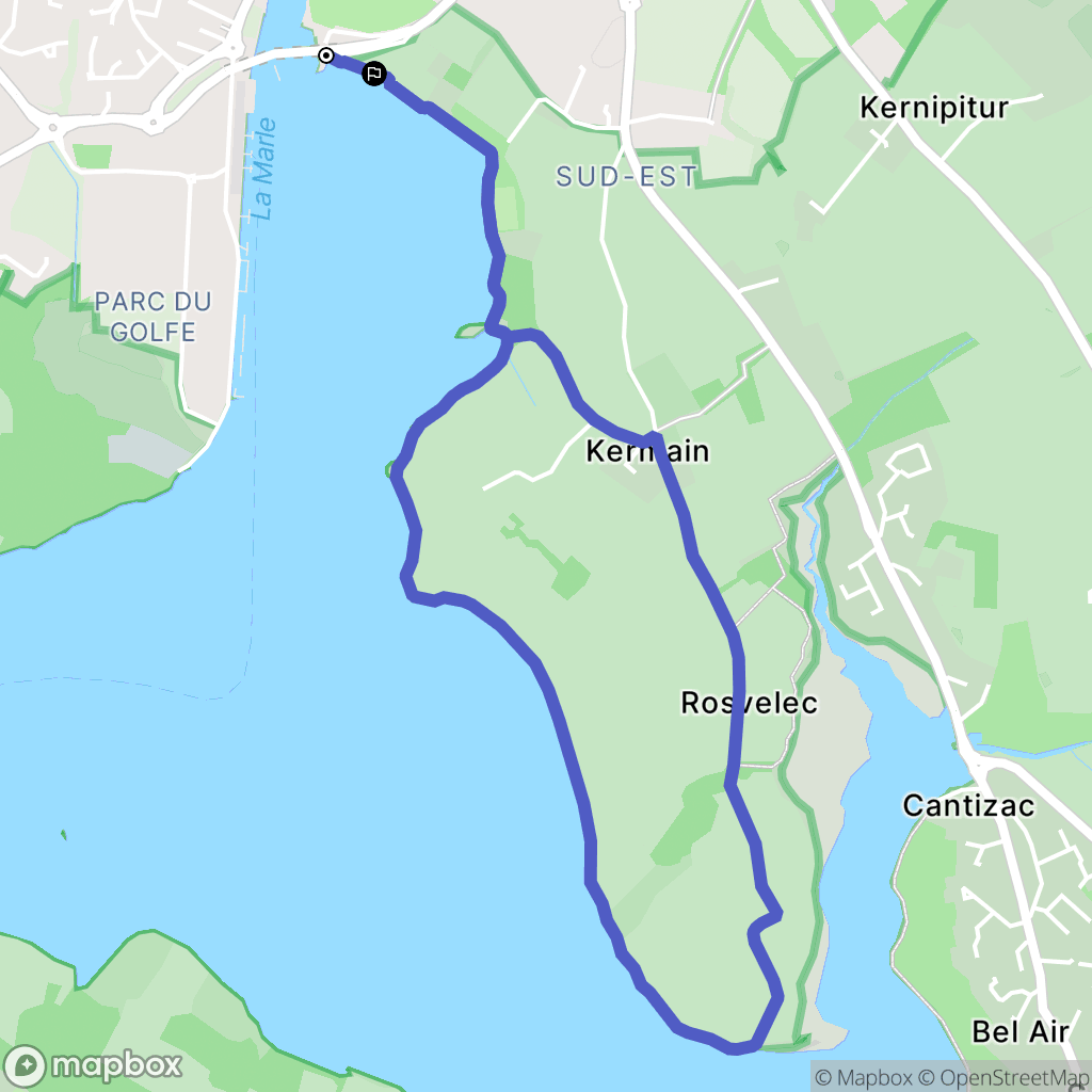 Vannes : carte du parcours de randonnée - France