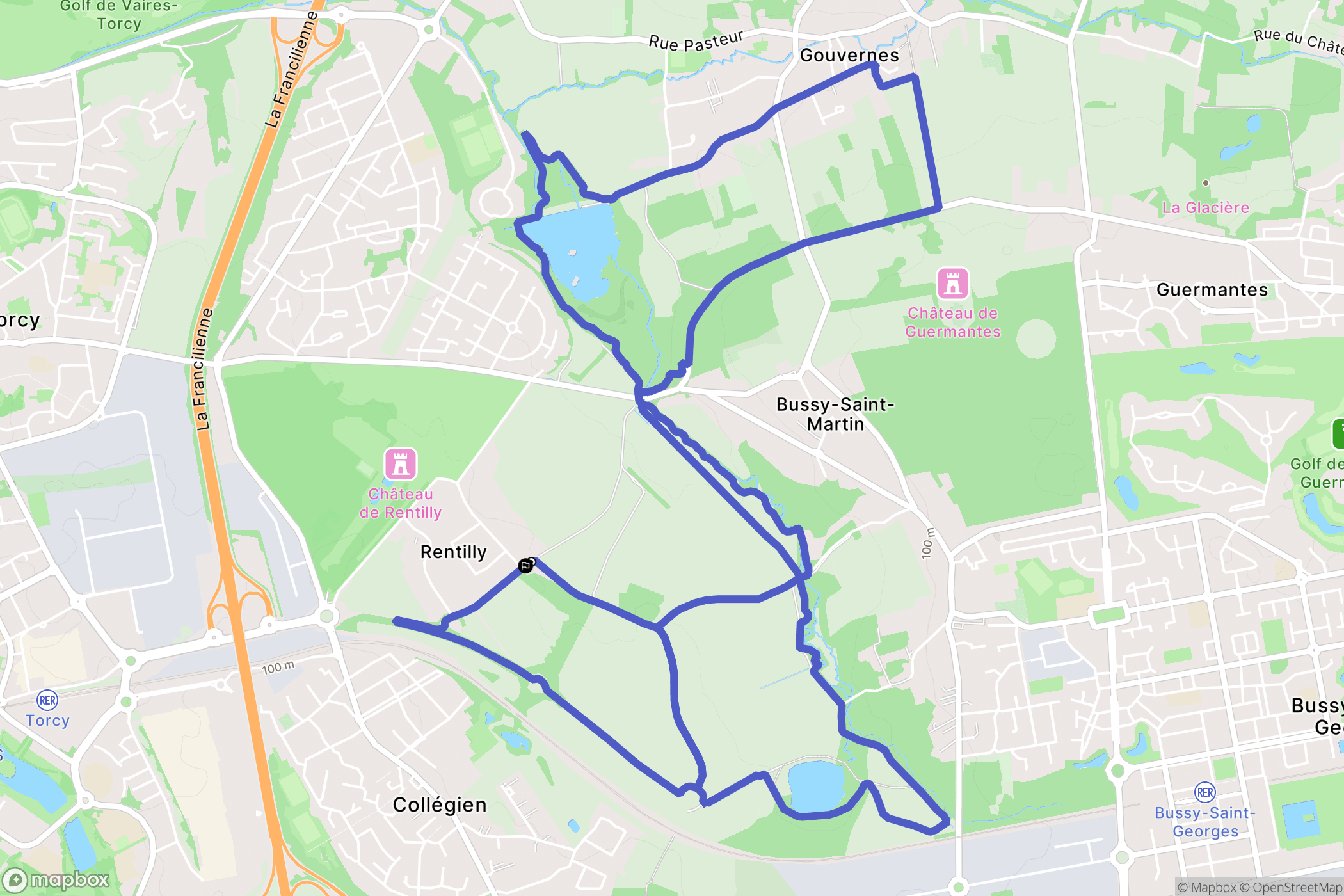 Bussy-Saint-Martin : carte du parcours de randonnée - France