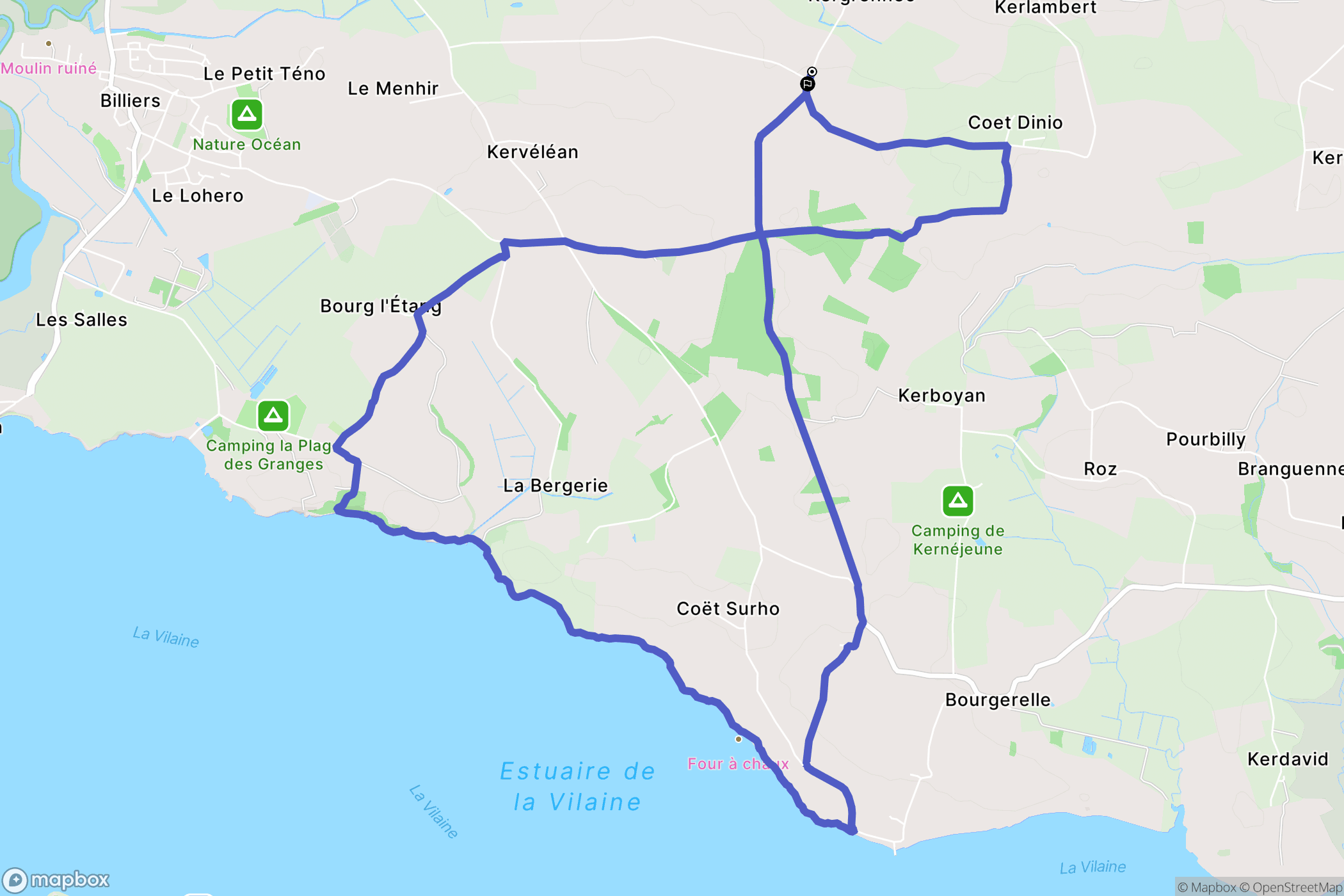 Muzillac : carte du parcours de randonnée - France