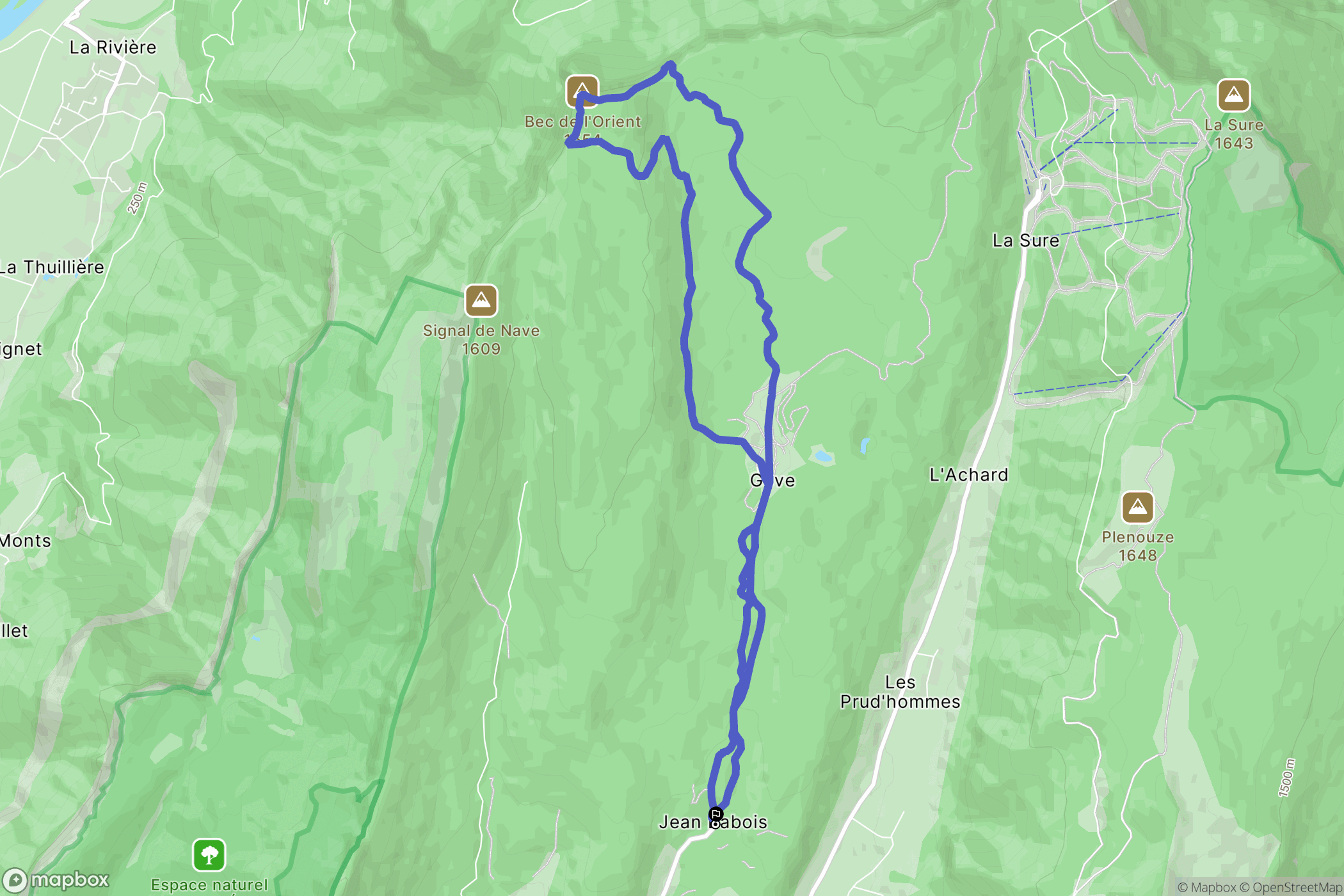 Autrans : carte du parcours de randonnée - France