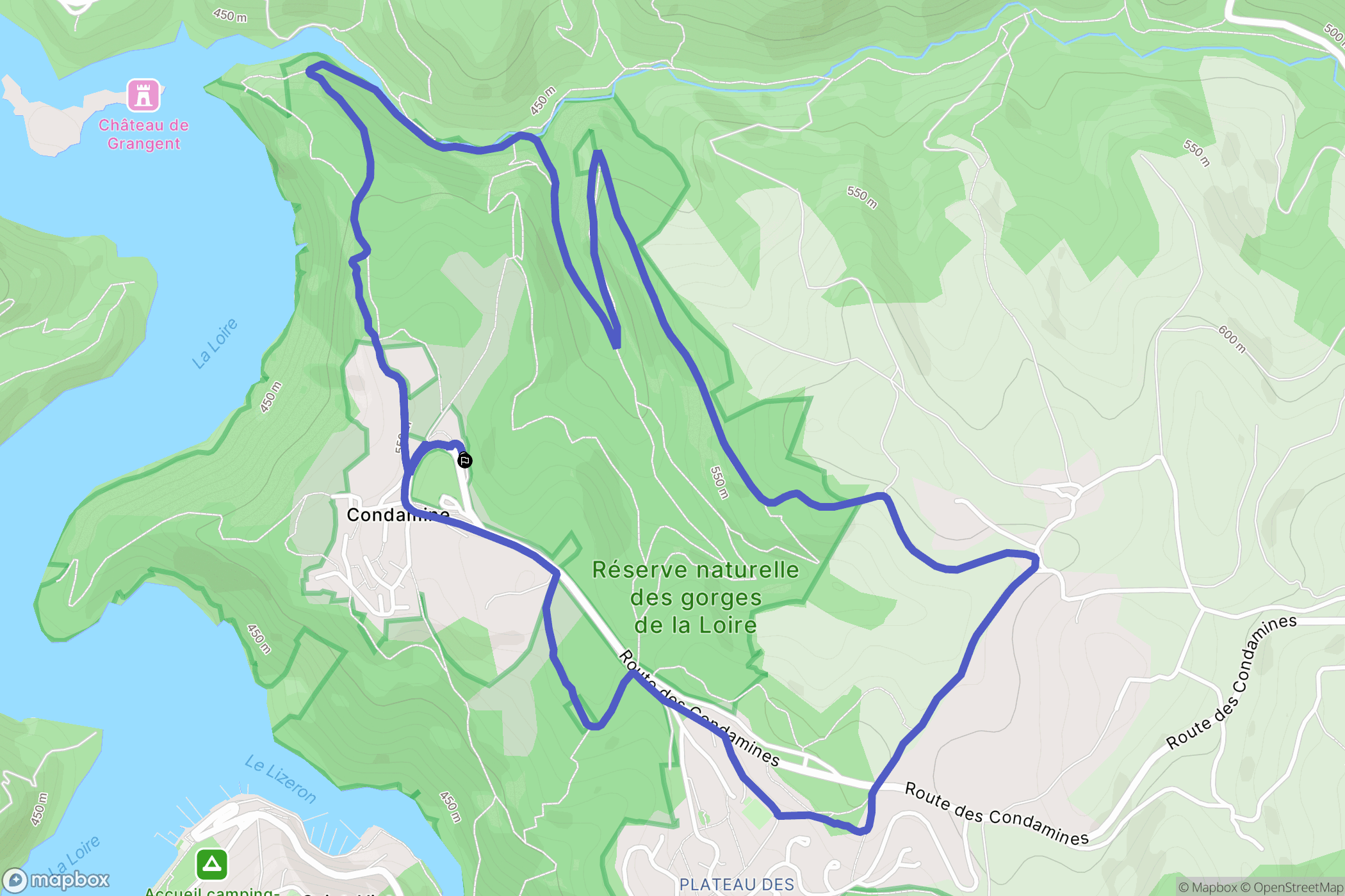 Saint-Étienne : carte du parcours de randonnée - France