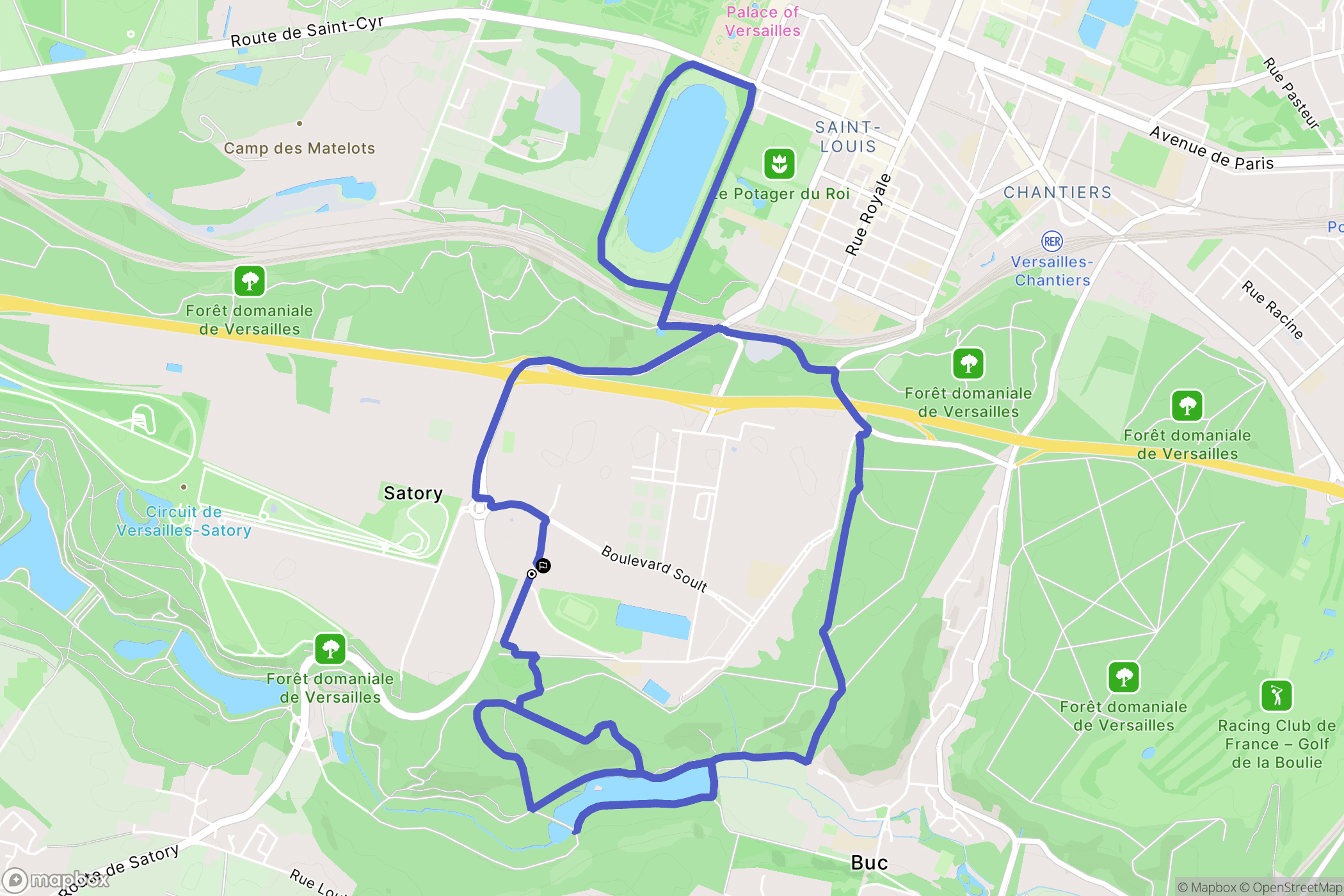 Satory : carte du parcours de randonnée - France