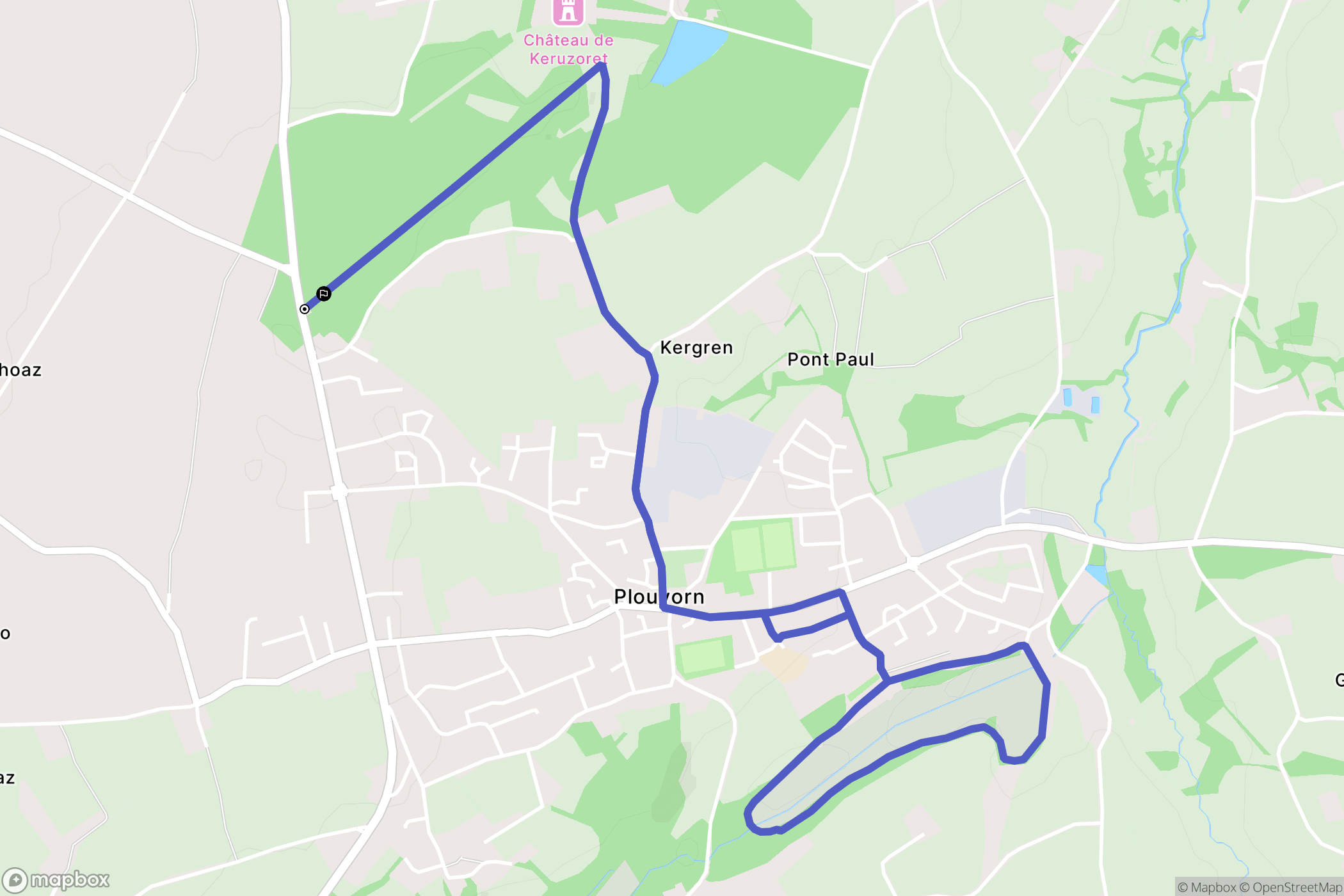 Plouvorn : carte du parcours de randonnée - France