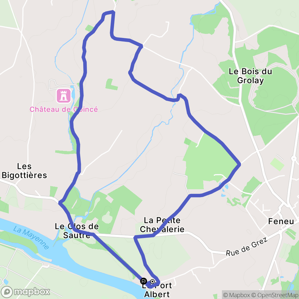 Feneu : carte du parcours de randonnée - France