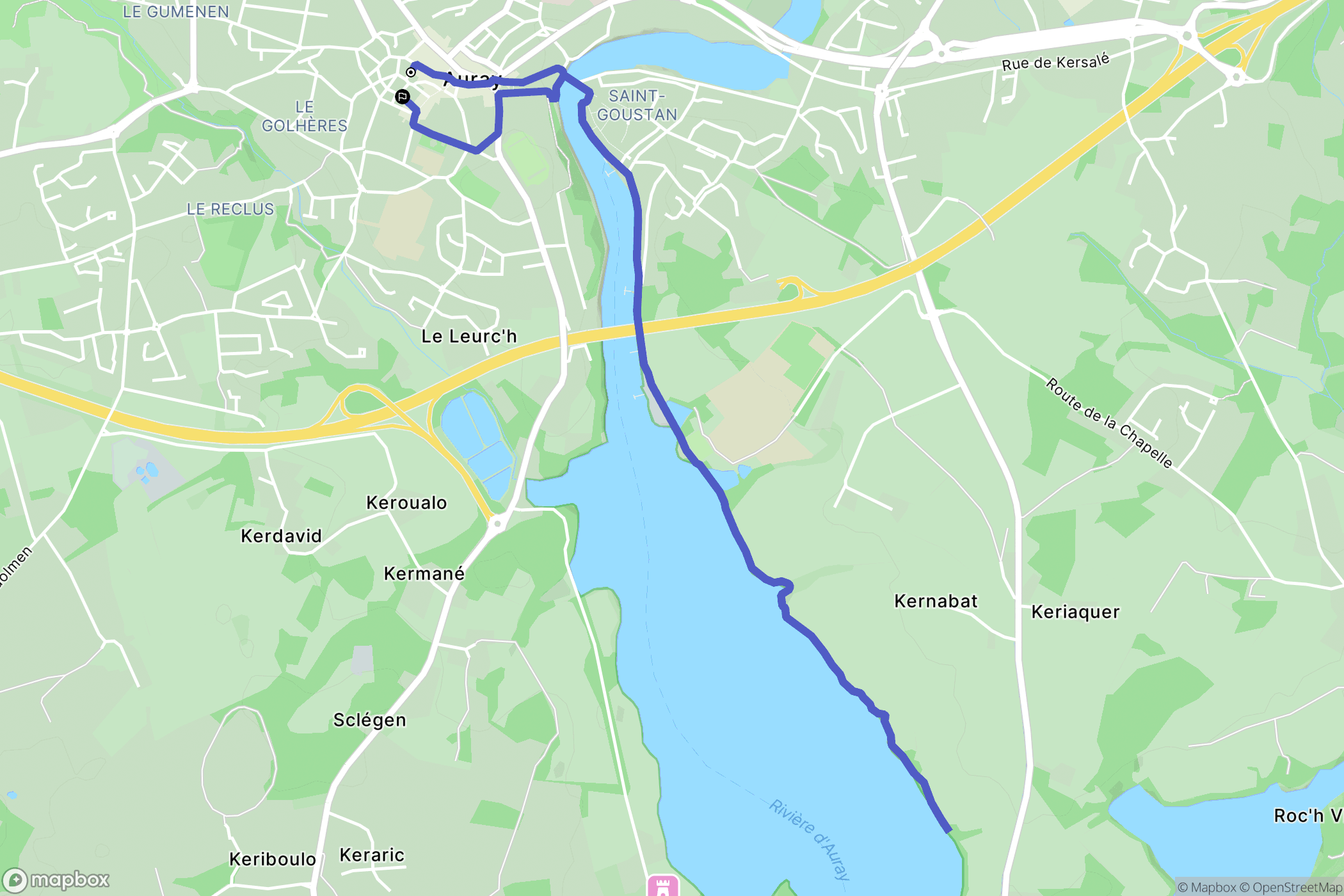 Auray : carte du parcours de randonnée - France