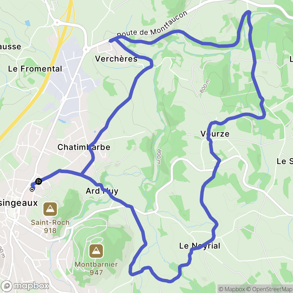 Yssingeaux : carte du parcours de randonnée - France