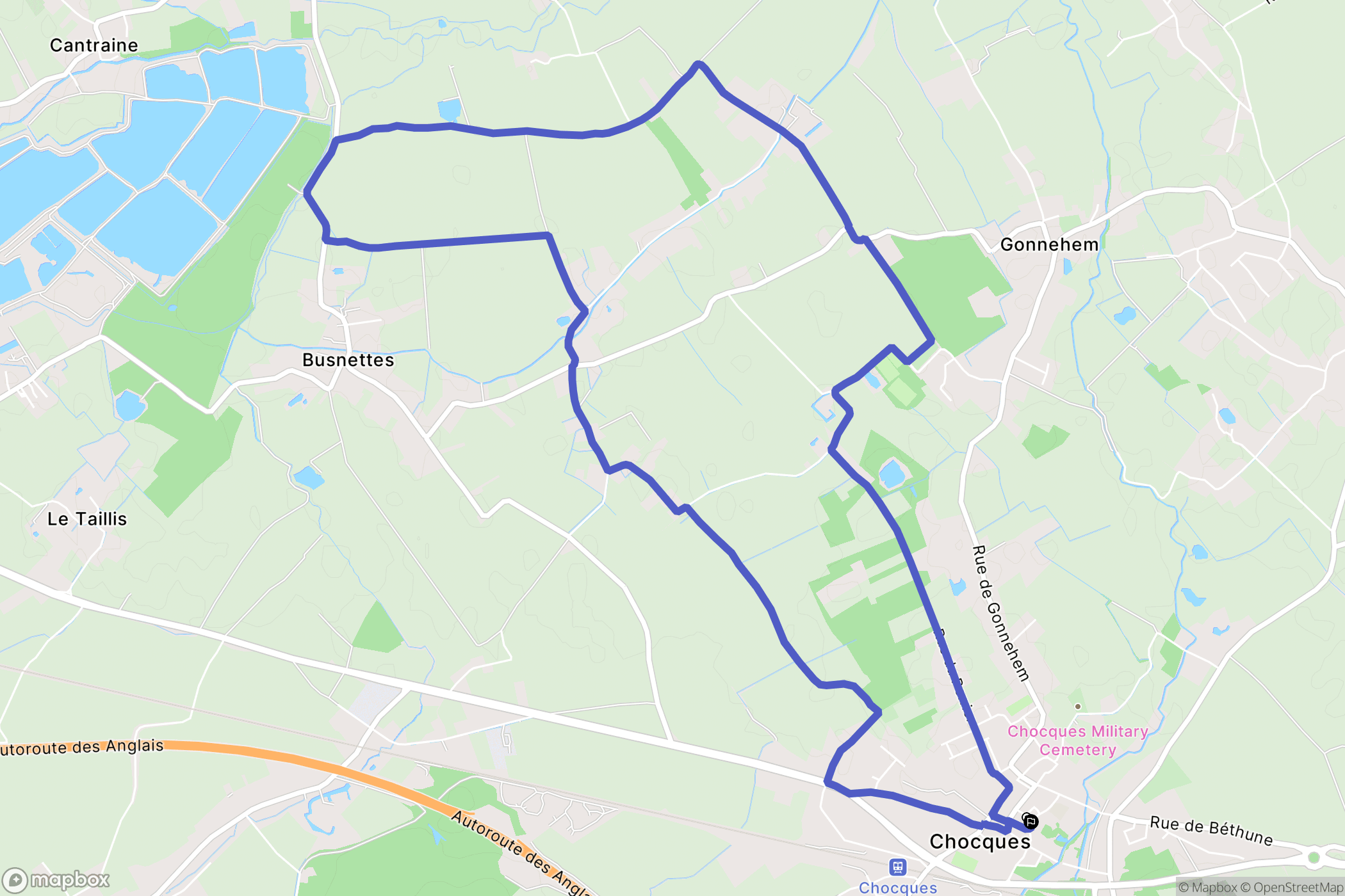Chocques : carte du parcours de randonnée - France