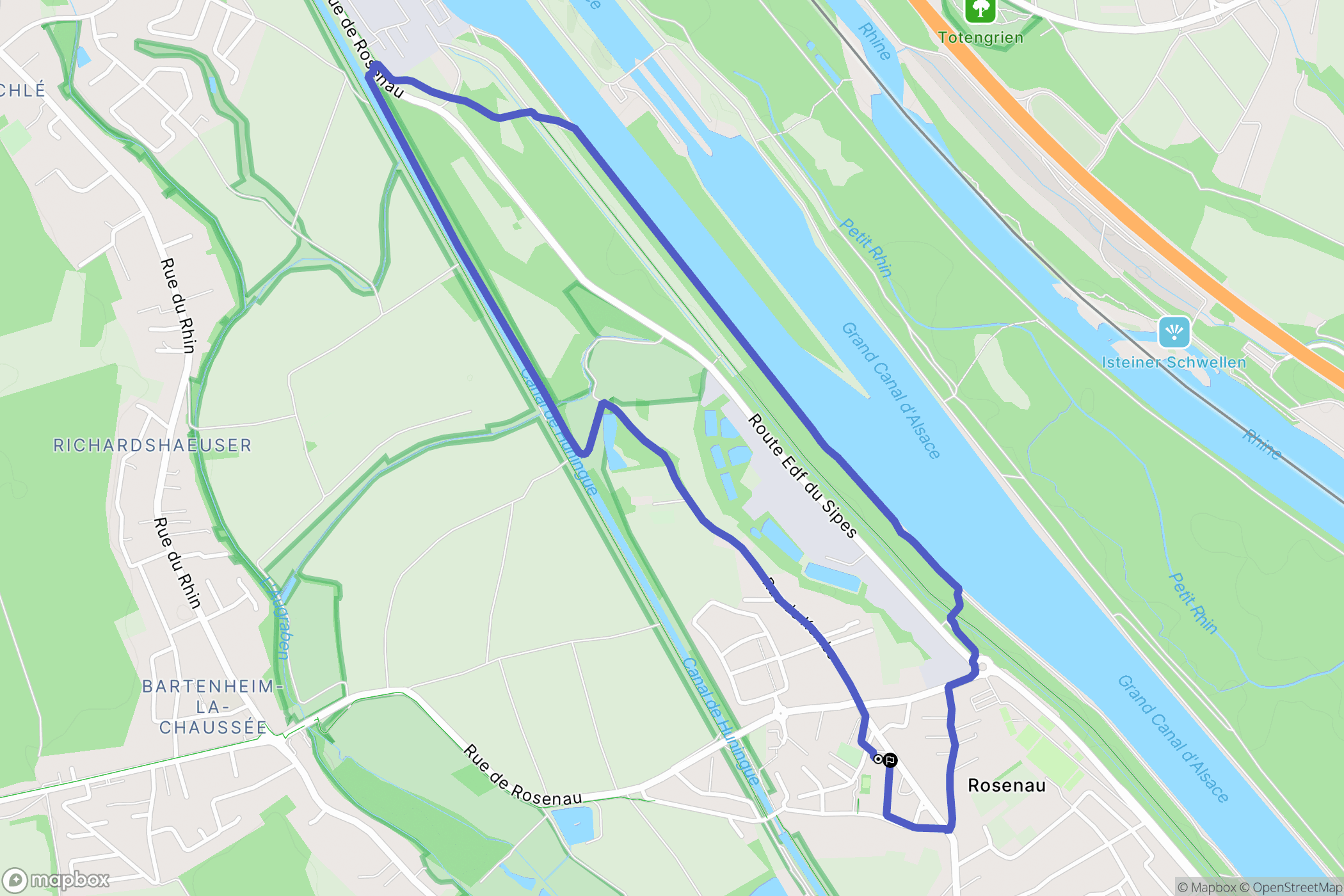 Rosenau : carte du parcours de randonnée - France