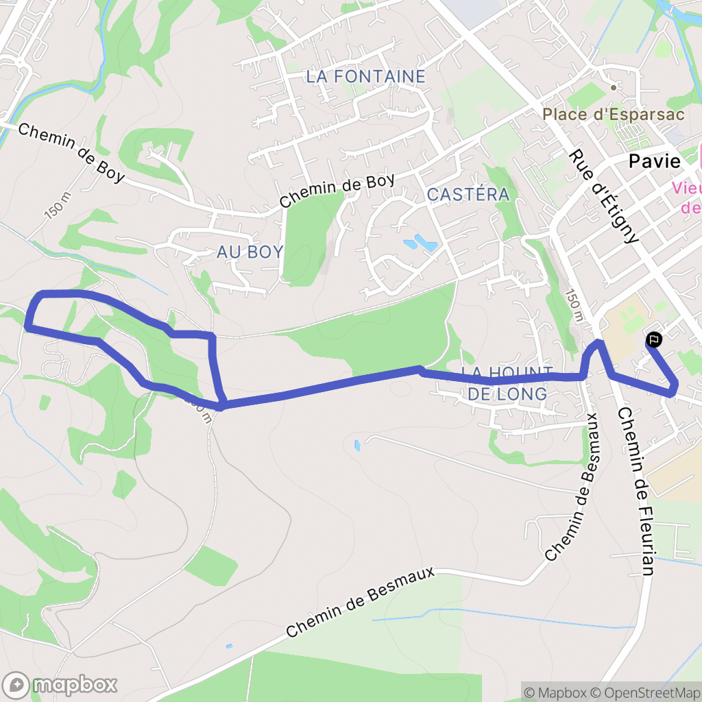 Pavie : carte du parcours de randonnée - France
