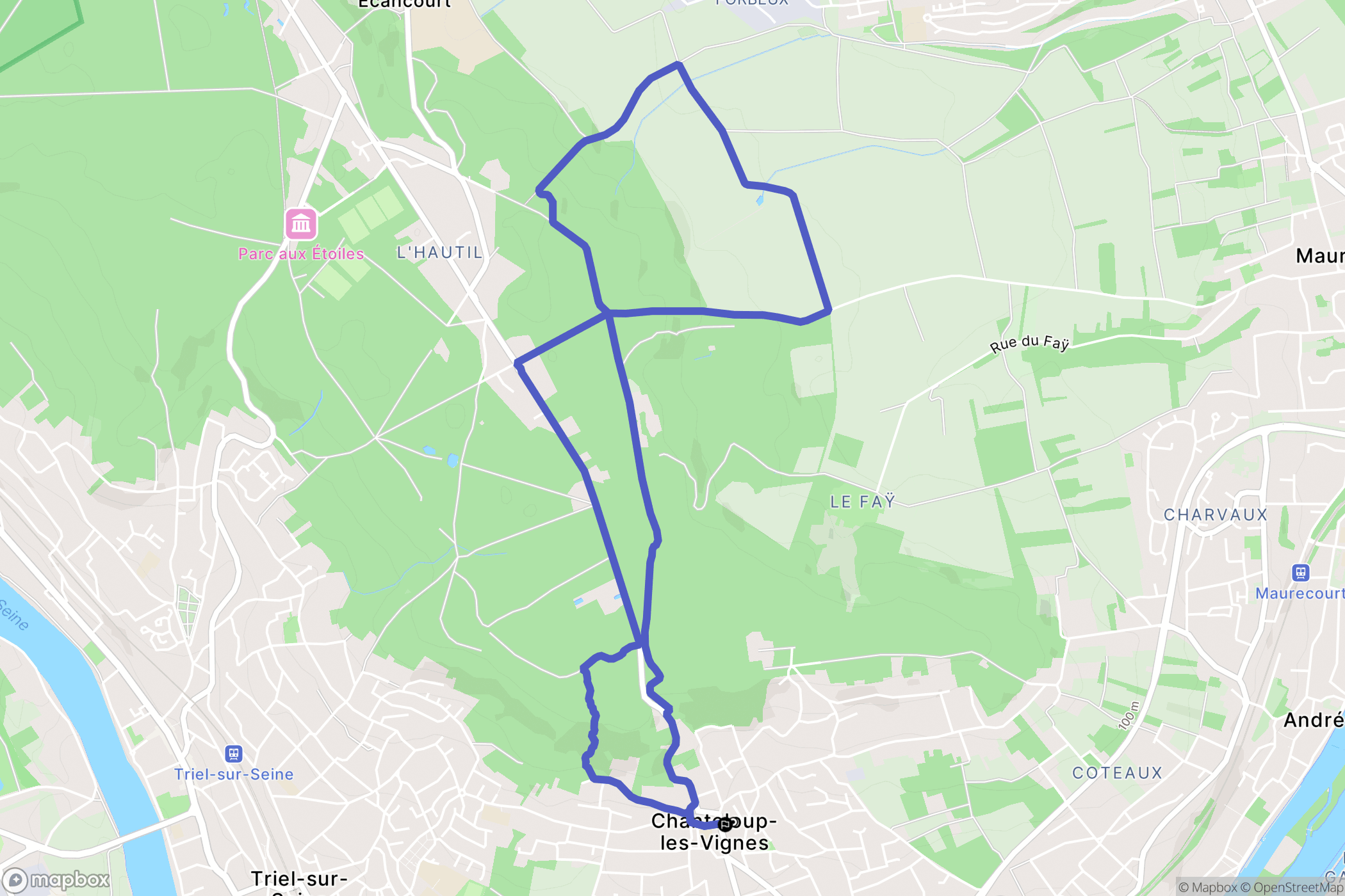Chanteloup-les-Vignes : carte du parcours de randonnée - France