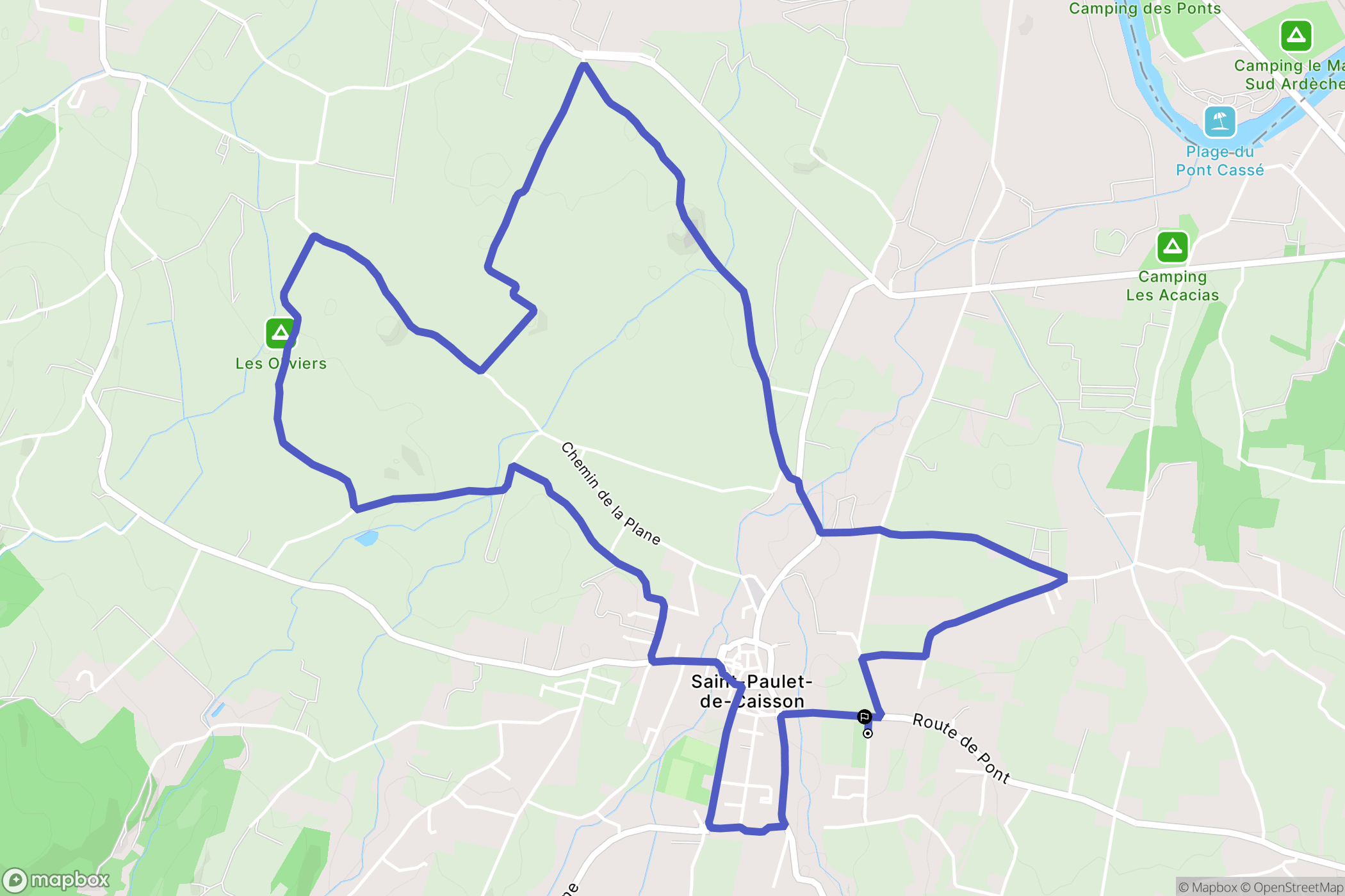 Saint-Paulet-de-Caisson : carte du parcours de randonnée - France