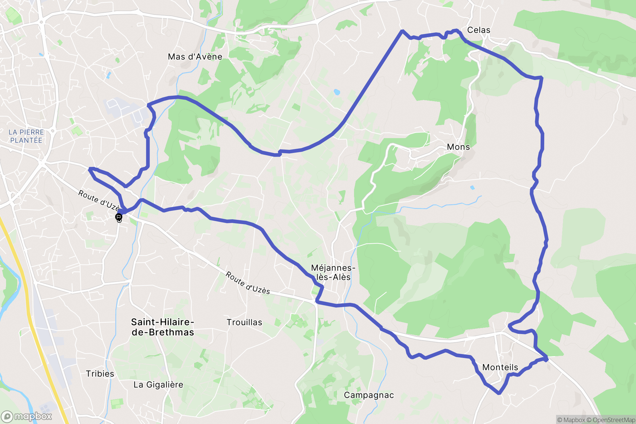 Saint-Hilaire-de-Brethmas : carte du parcours de randonnée - France