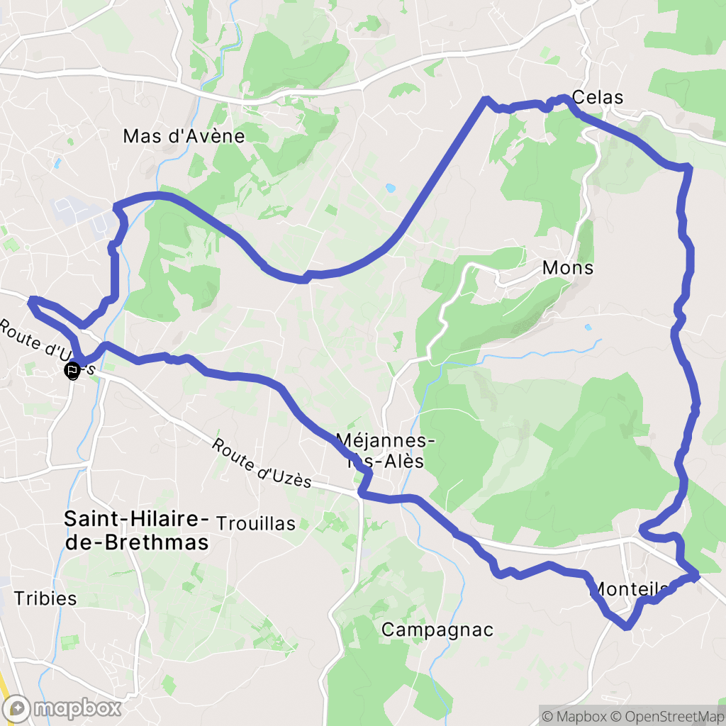 Saint-Hilaire-de-Brethmas : carte du parcours de randonnée - France