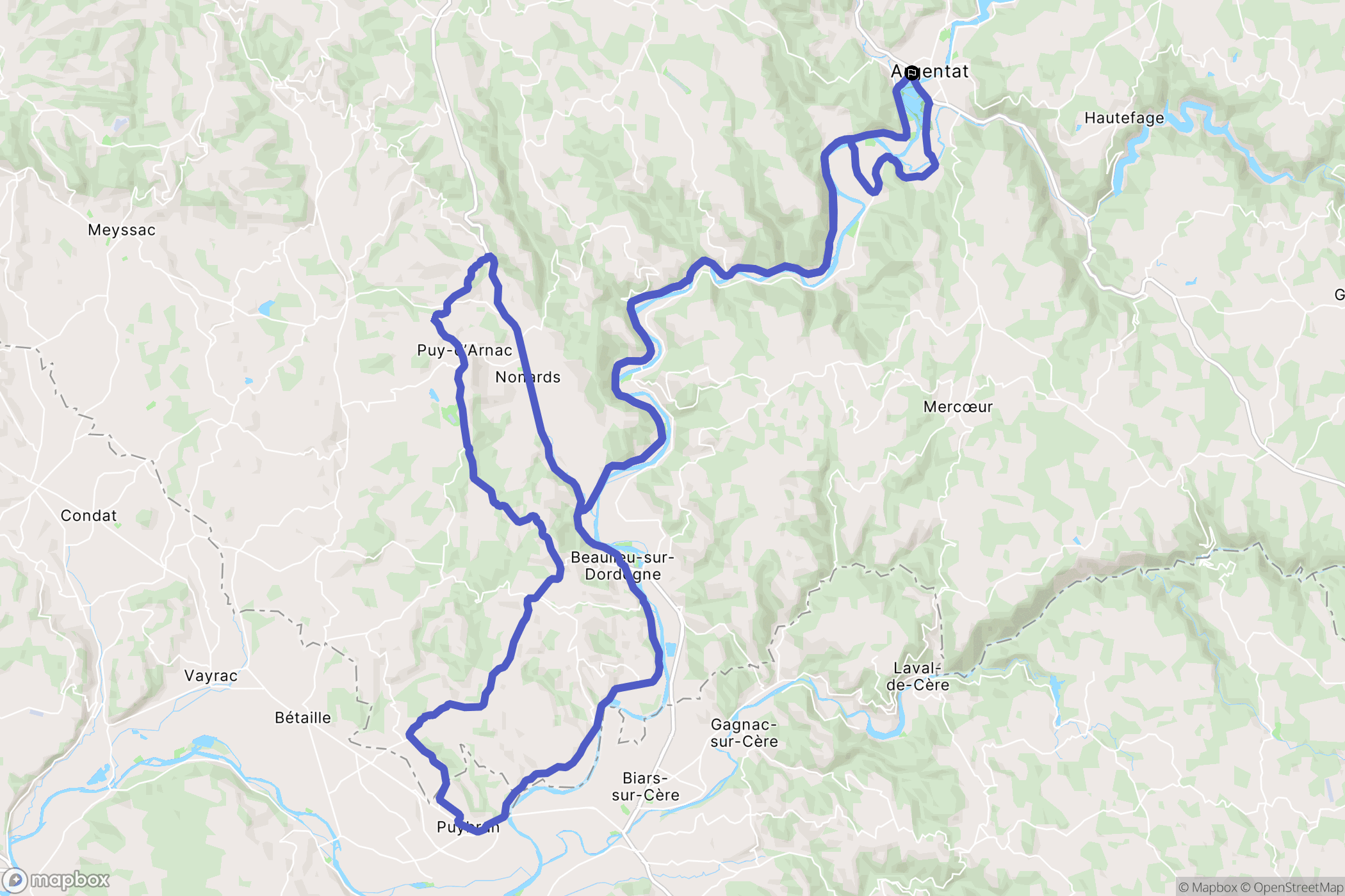 Argentat-sur-Dordogne : carte du parcours de randonnée - France