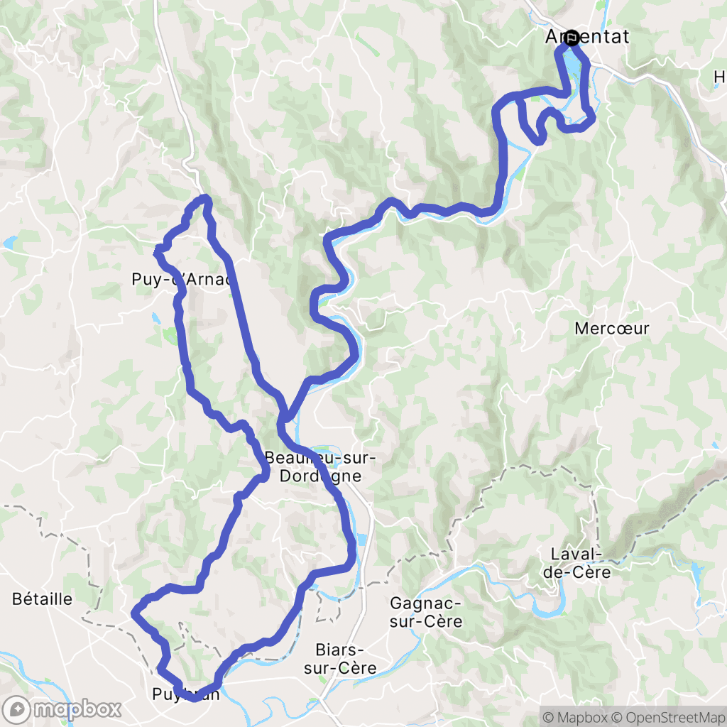 Argentat-sur-Dordogne : carte du parcours de randonnée - France