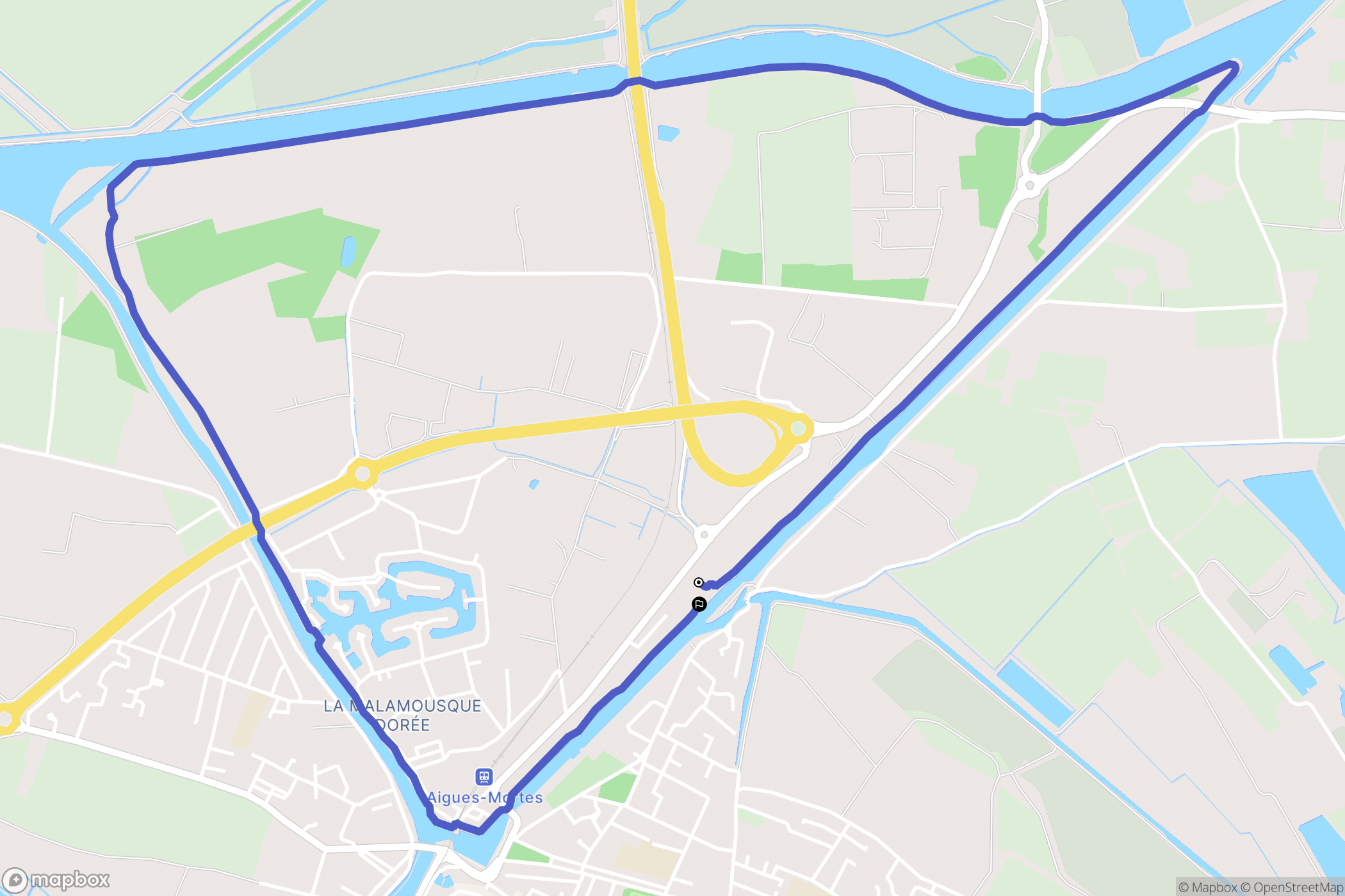 Aigues-Mortes : carte du parcours de randonnée - France