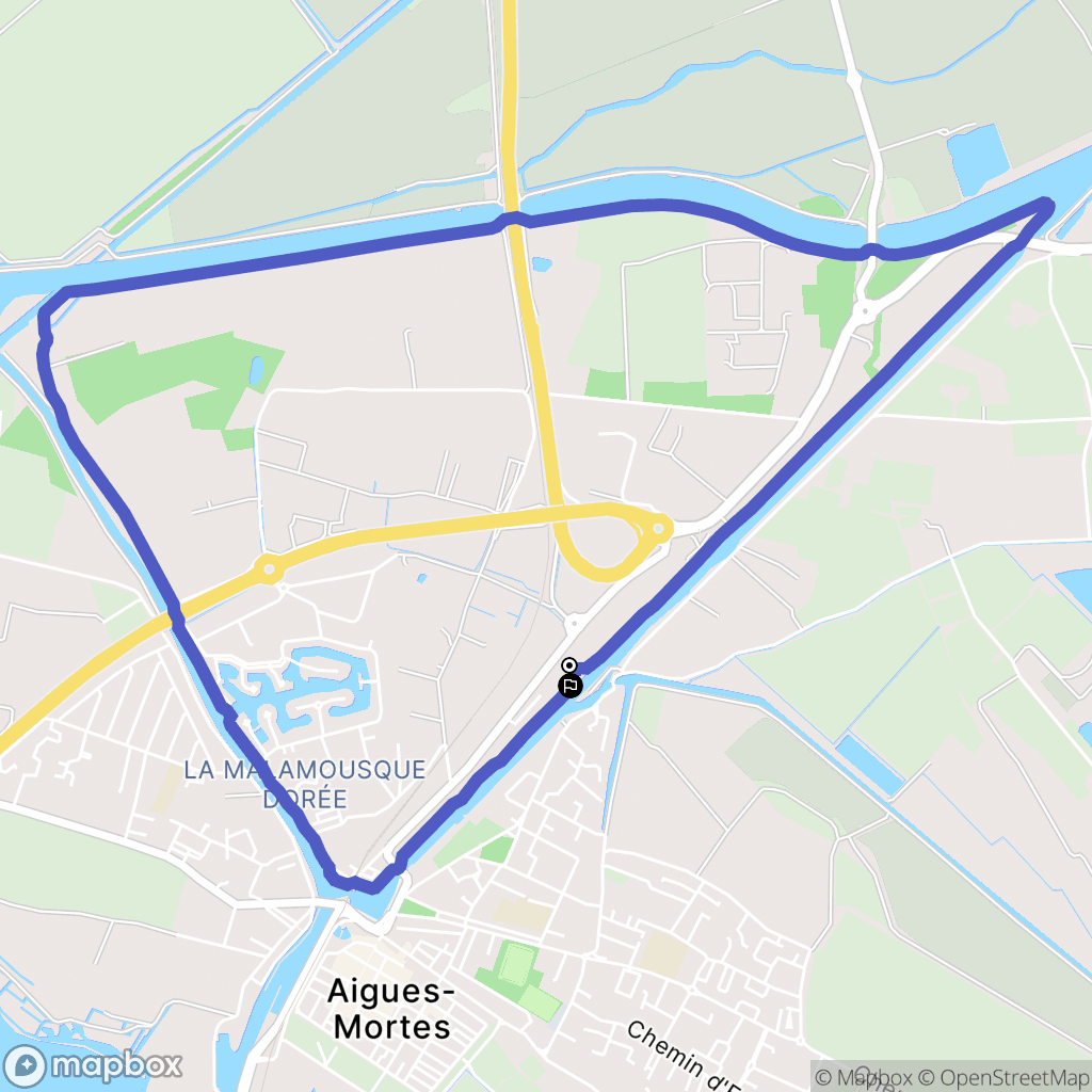 Aigues-Mortes : carte du parcours de randonnée - France