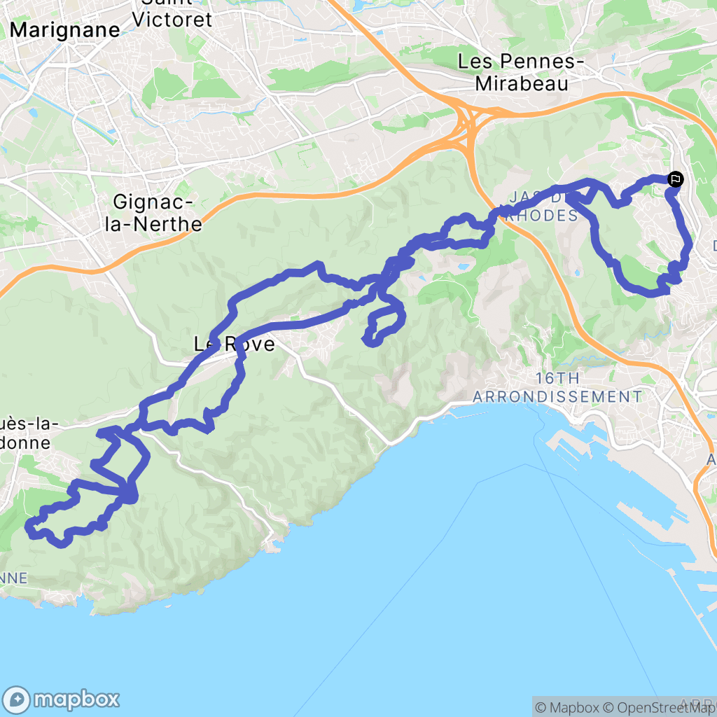 Les Pennes-Mirabeau : carte du parcours de randonnée - France