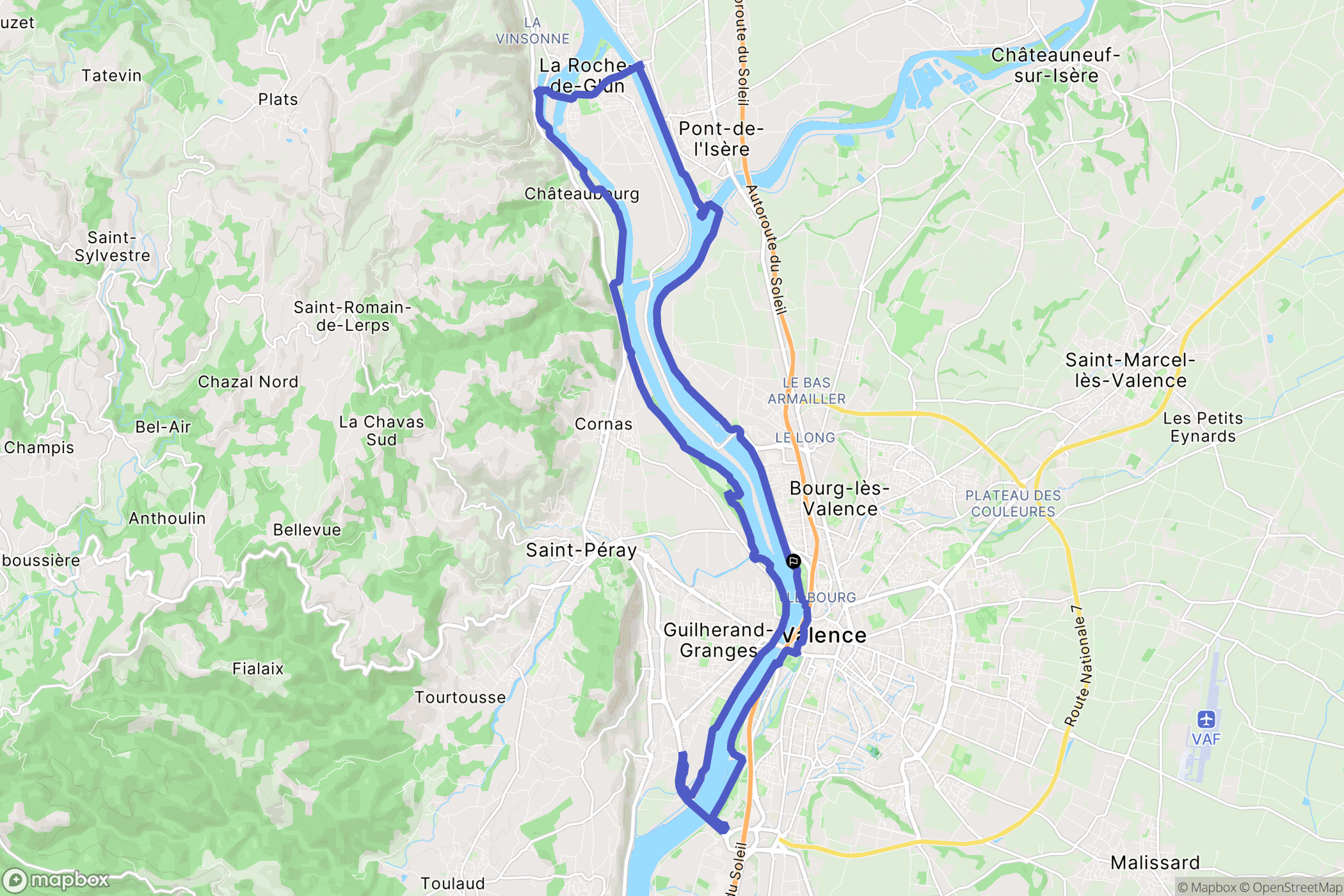 Valence : carte du parcours de randonnée - France